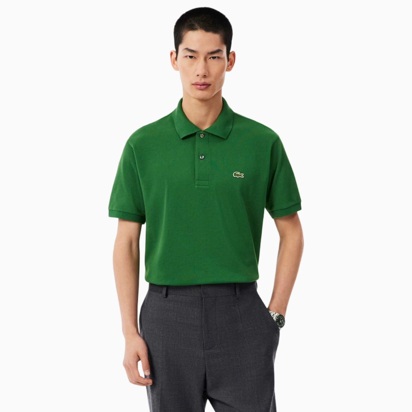 Мъжка зелена поло тениска Lacoste Men Polo L1212-00-59X Front View