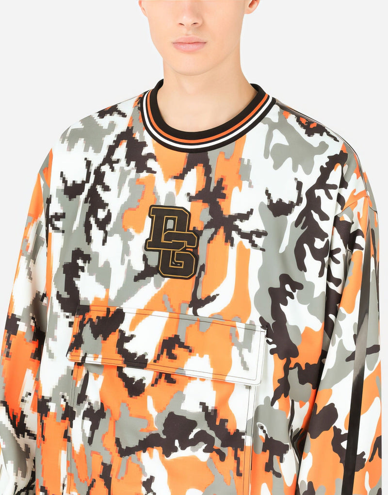 Dolce & Gabbana Multicolor Camouflage Crew Neck Pullover Sweater