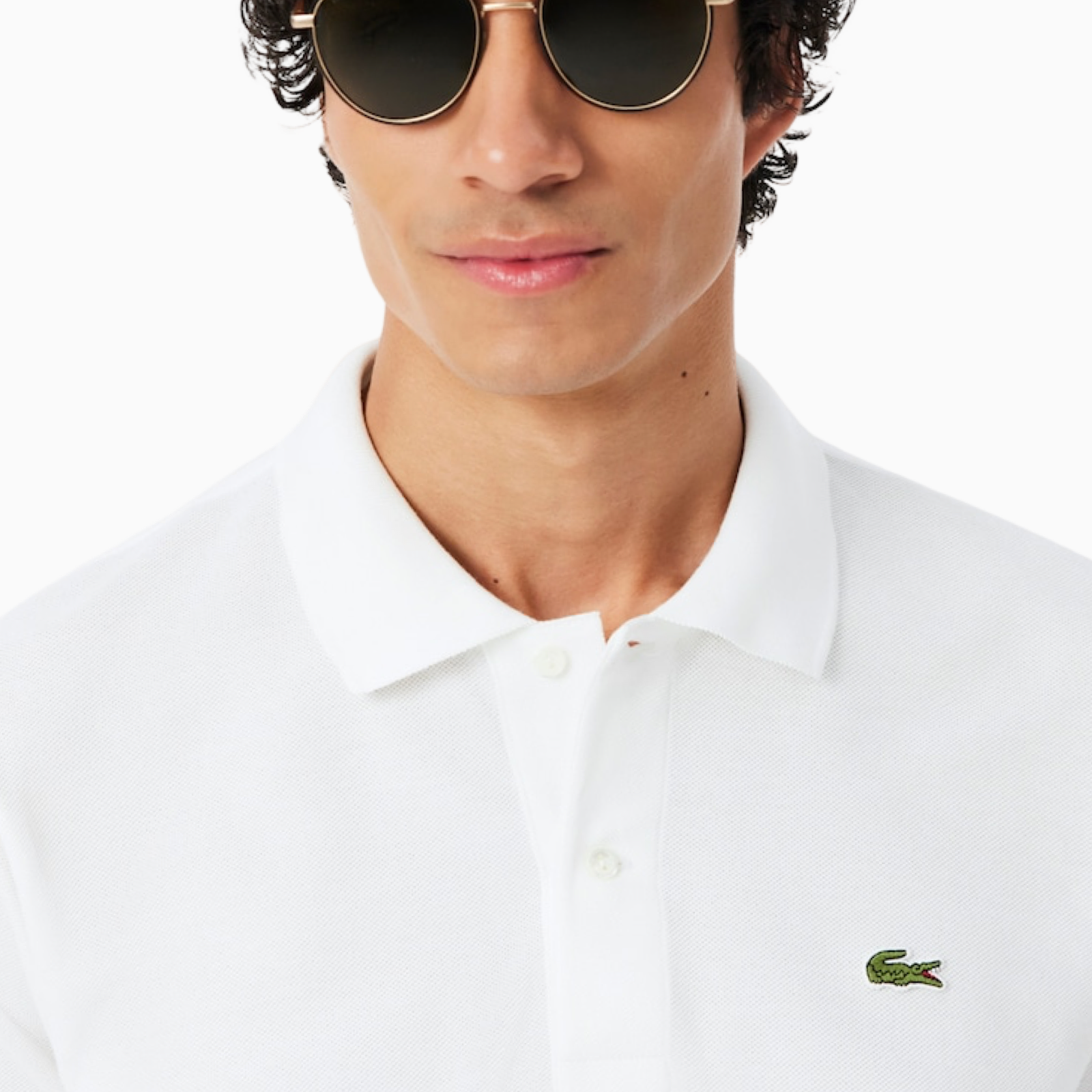 Мъжка бяла поло тениска Lacoste Men Polo L1212-51-001 Close-Up