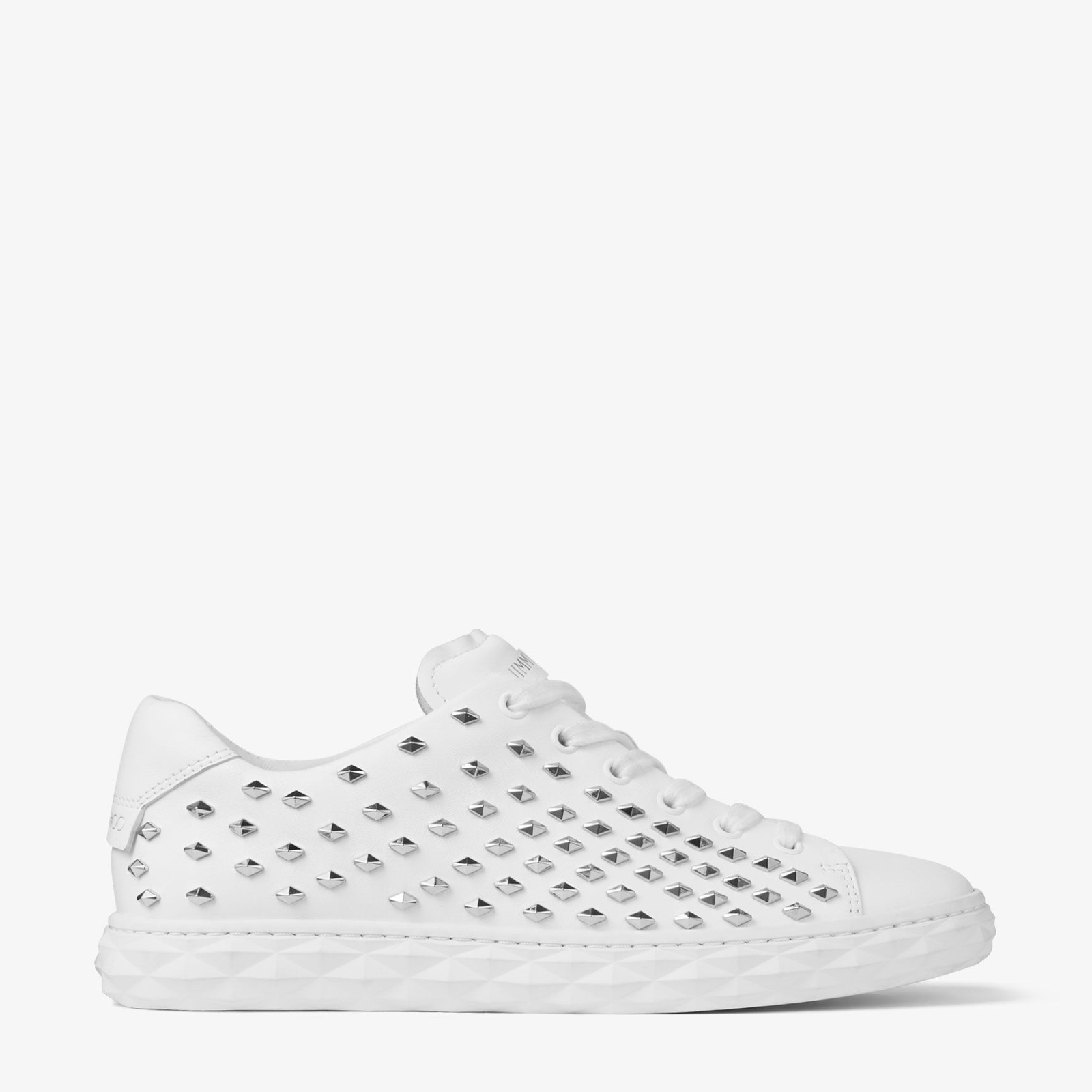 Jimmy Choo Diamond Light/F White Nappa Sneakers DIAMONDLIGHTFAWWVWHITESILVER Medial View