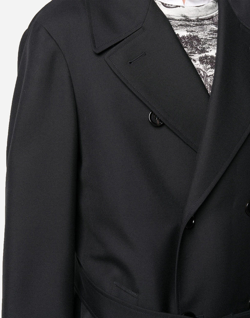 Мъжки луксозен черен тренчкот DOLCE & GABBANA Men’s Black Double Breasted Trench Coat