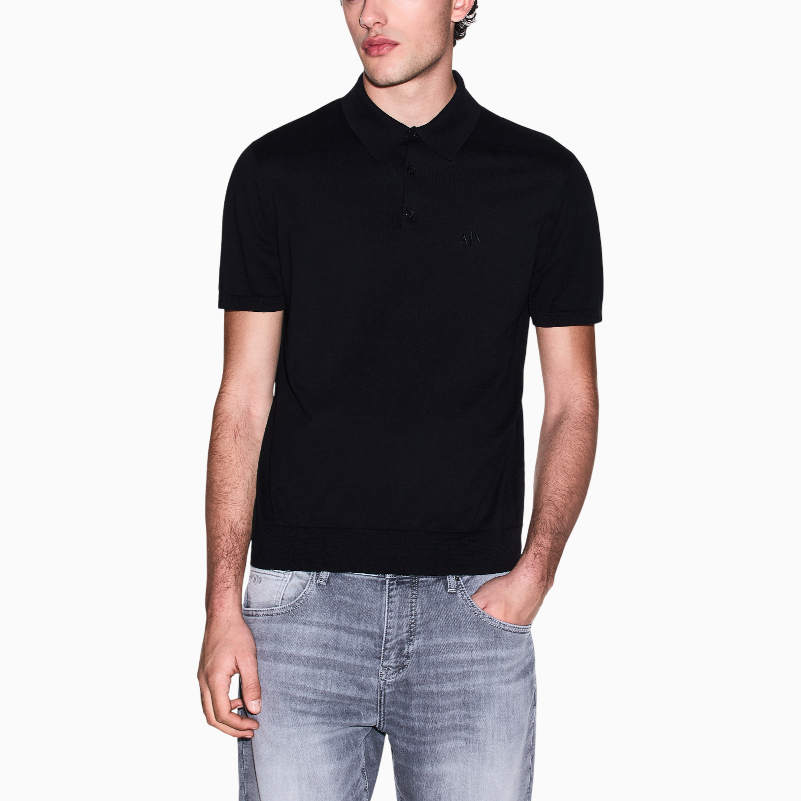 Мъжка черна поло тениска Armani Exchange Men Polo 8NZF5D ZM3JZ 1200 Front View