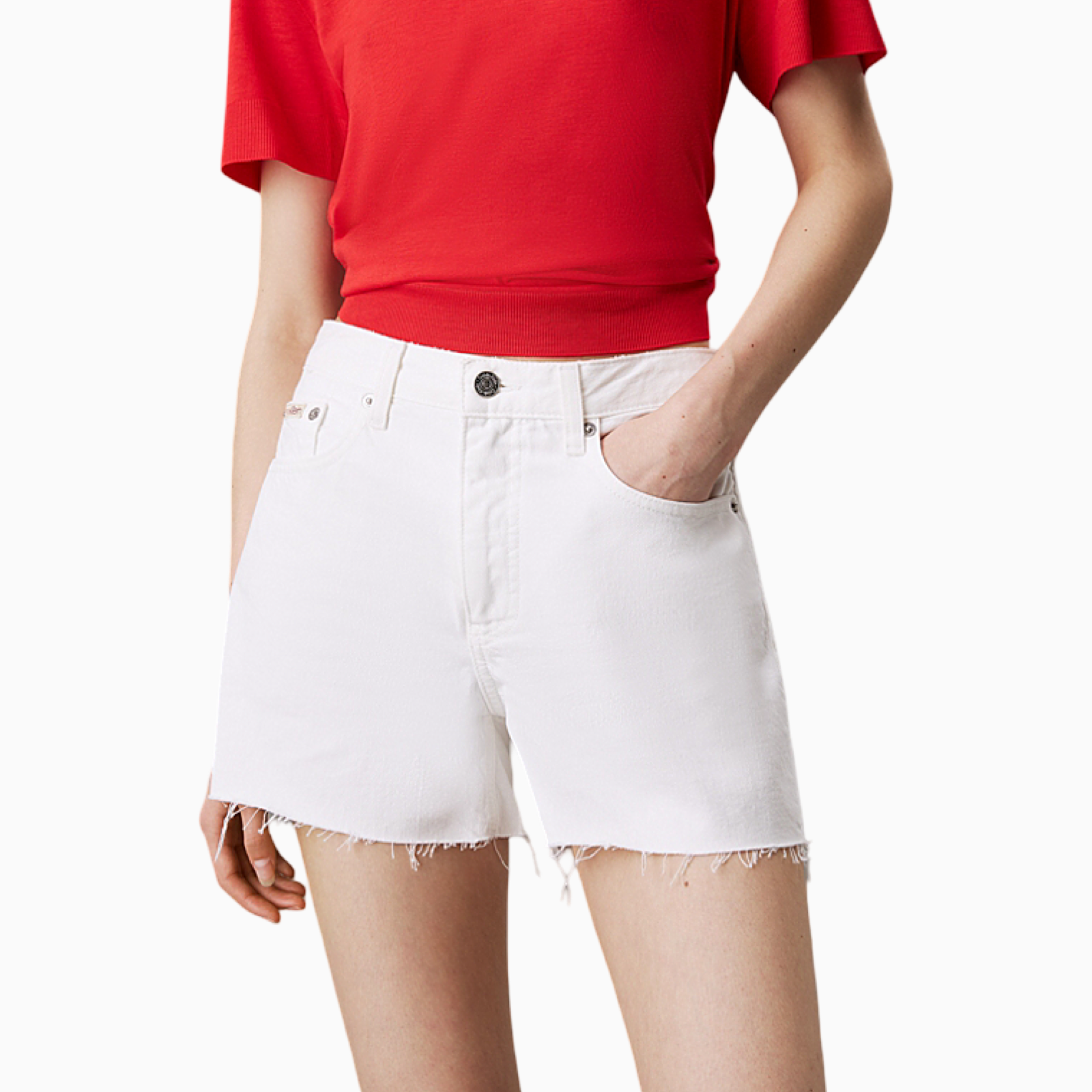 Дамски бели къси панталони Calvin Klein Jeans J20J225153 Front View