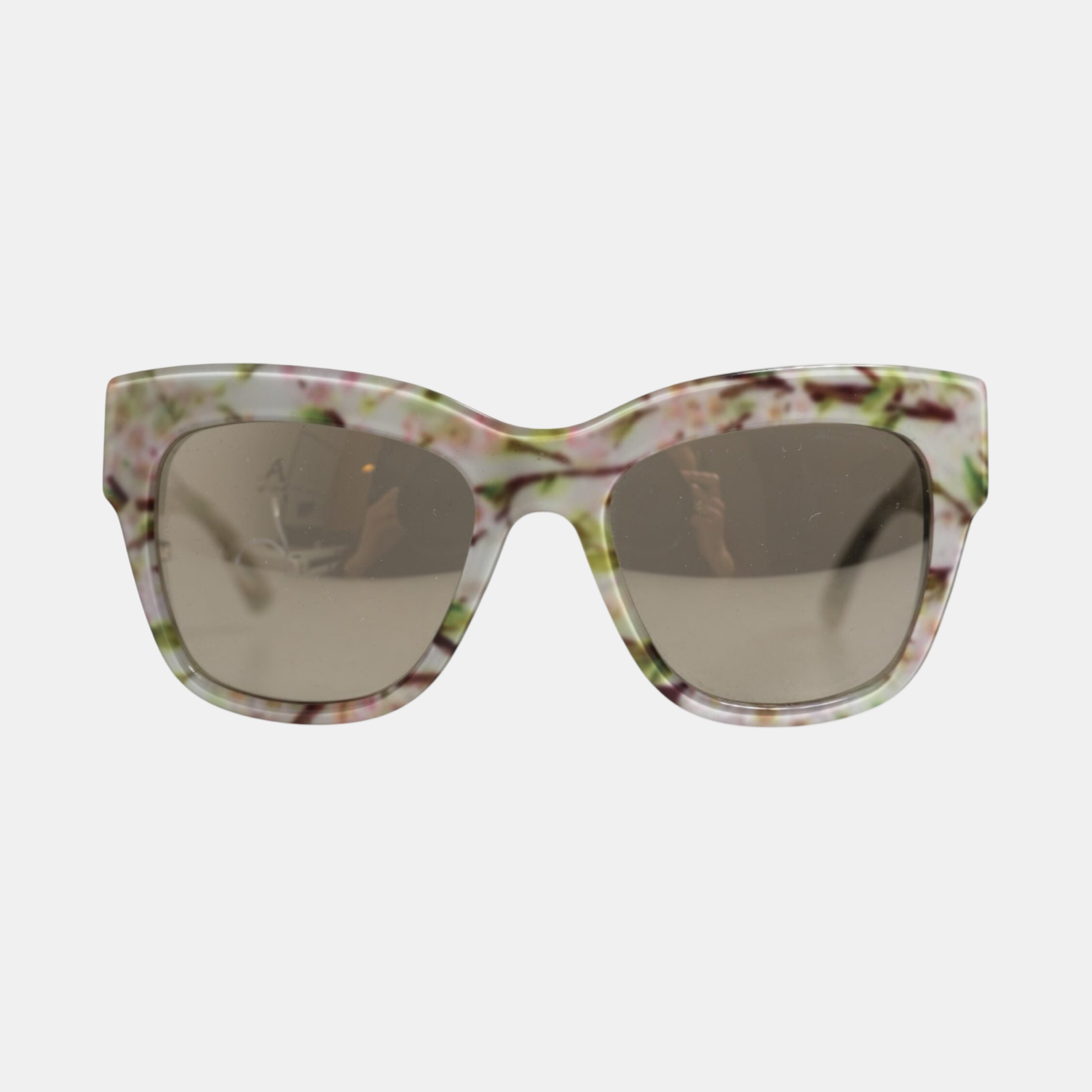 Dolce & Gabbana White DG4231F Floral Acetate Rectangle Shades Sunglasses