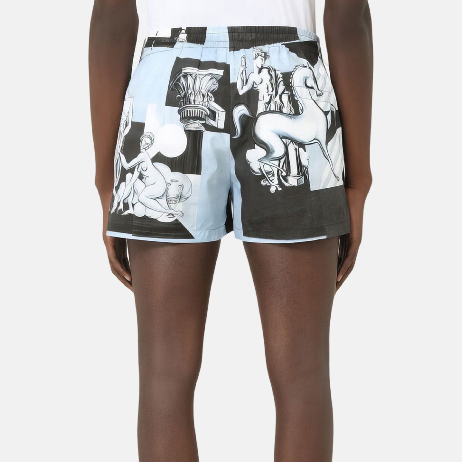 Мъжки къси панталони Dolce & Gabbana Blue Statue Print Men Shorts GWGEMT HP544