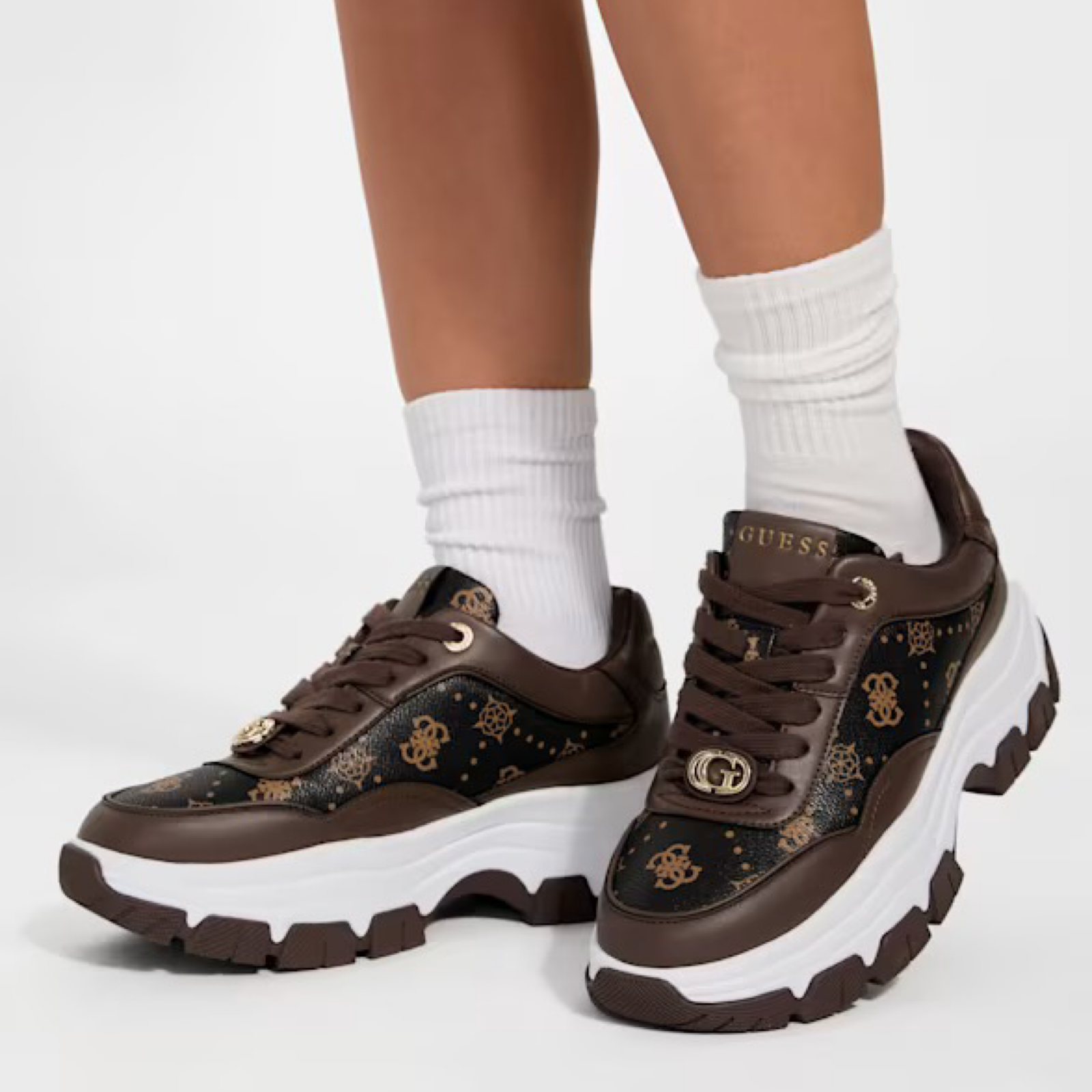 Дамски кафяви маратонки Guess Women Sneakers FLFBRT PEL12 Model View
