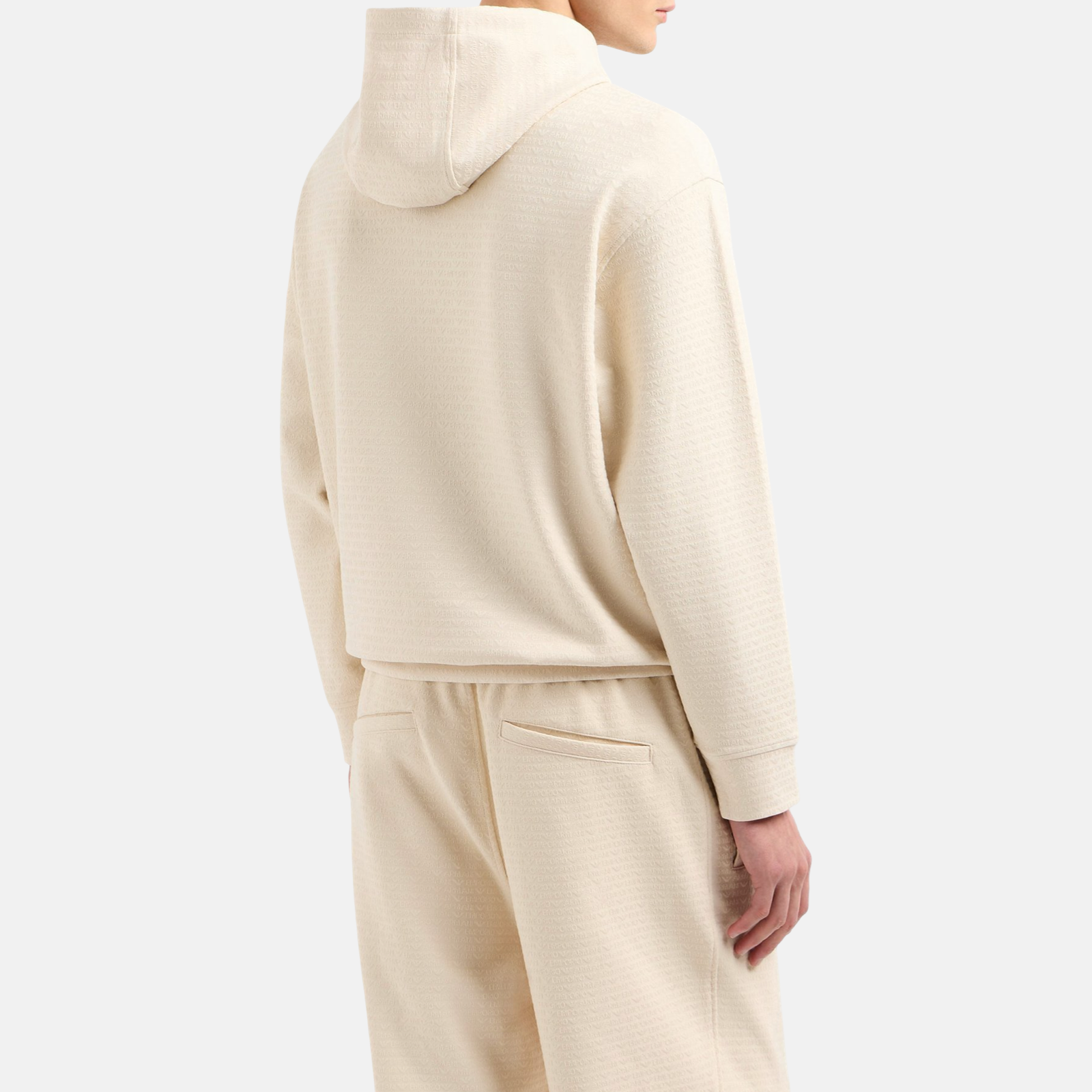 Мъжко екрю худи Emporio Armani Men Sweatshirt EM001007 AF13700 U1088 Back View