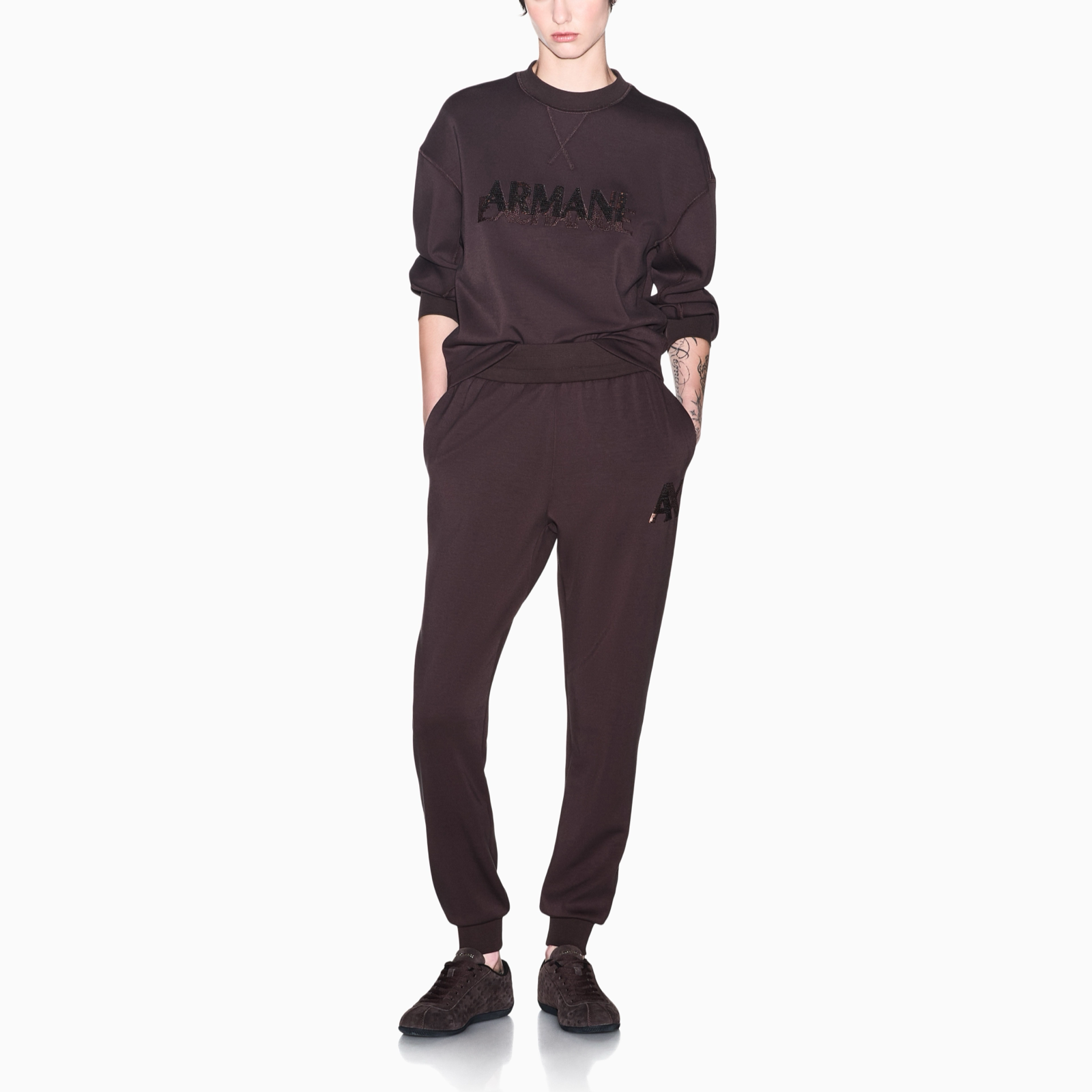Дамски кафяв суичър Armani Exchange Women Sweatshirt XW002397 AF13397 U6032 Front View
