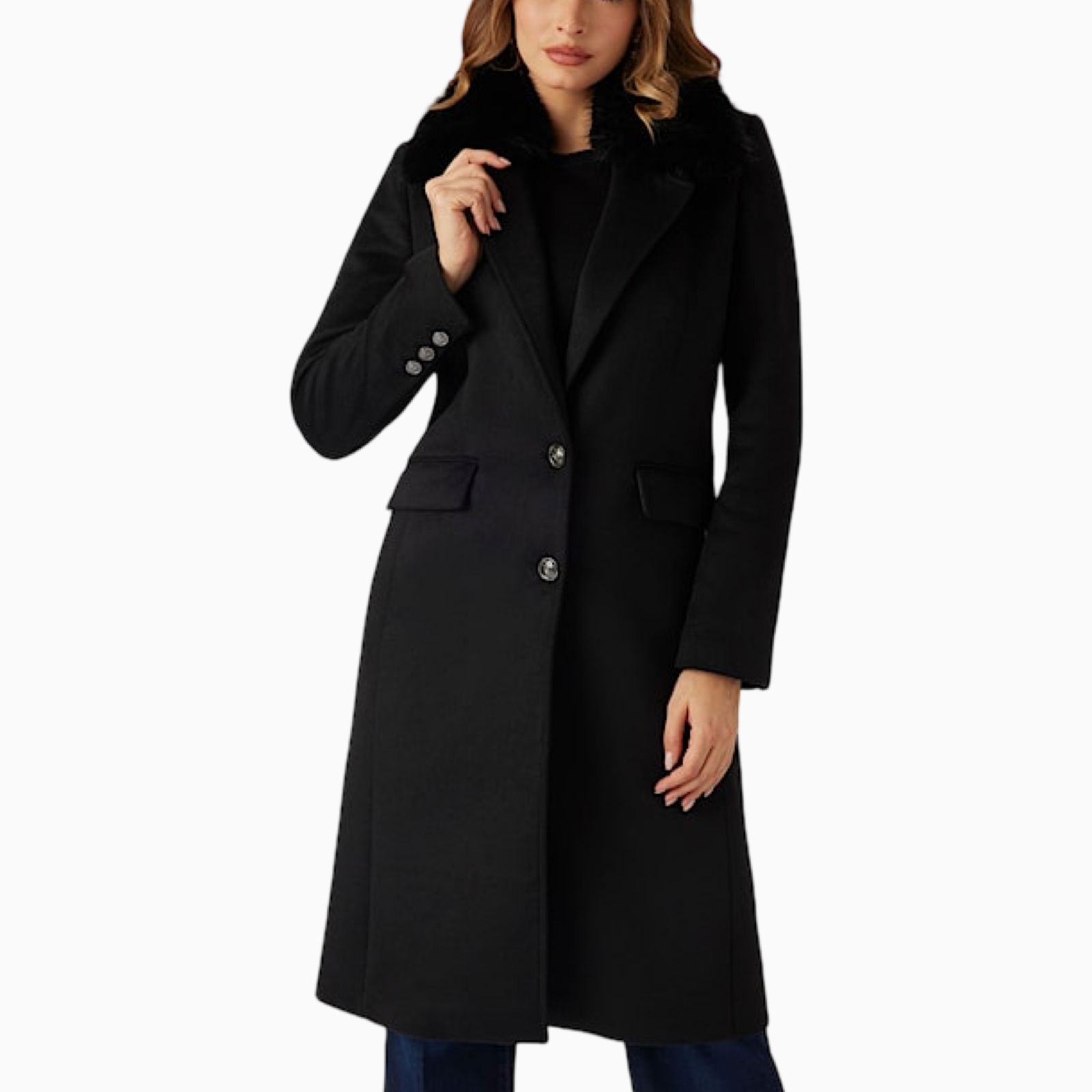 Дамско черно палто Guess Women Coat W5BL19 W2642 Front View