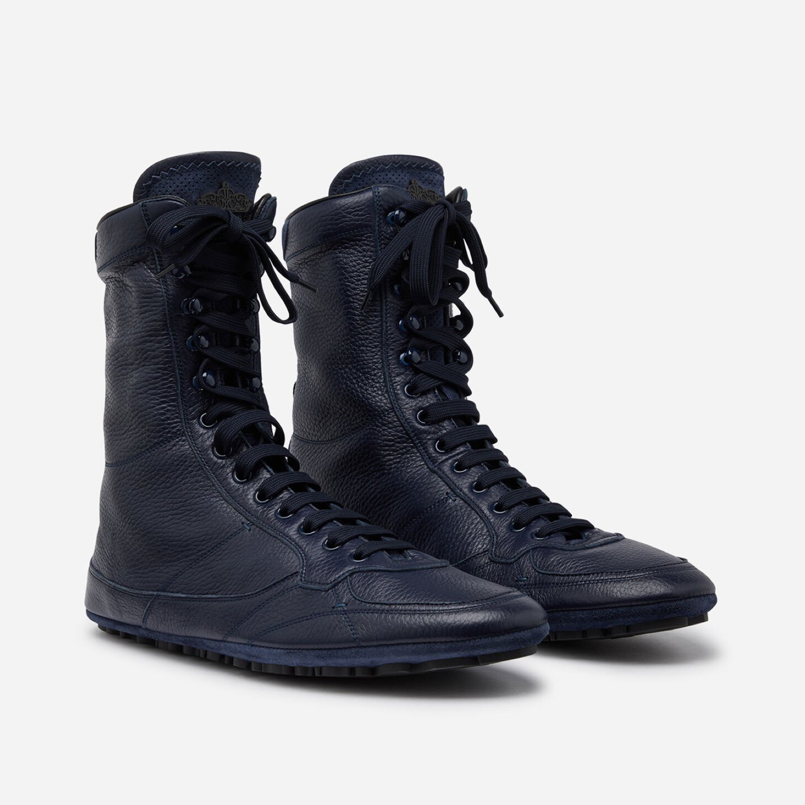 Високи обувки от еленска кожа Dolce & Gabbana Leather King High Top Men Sneakers Lateral View