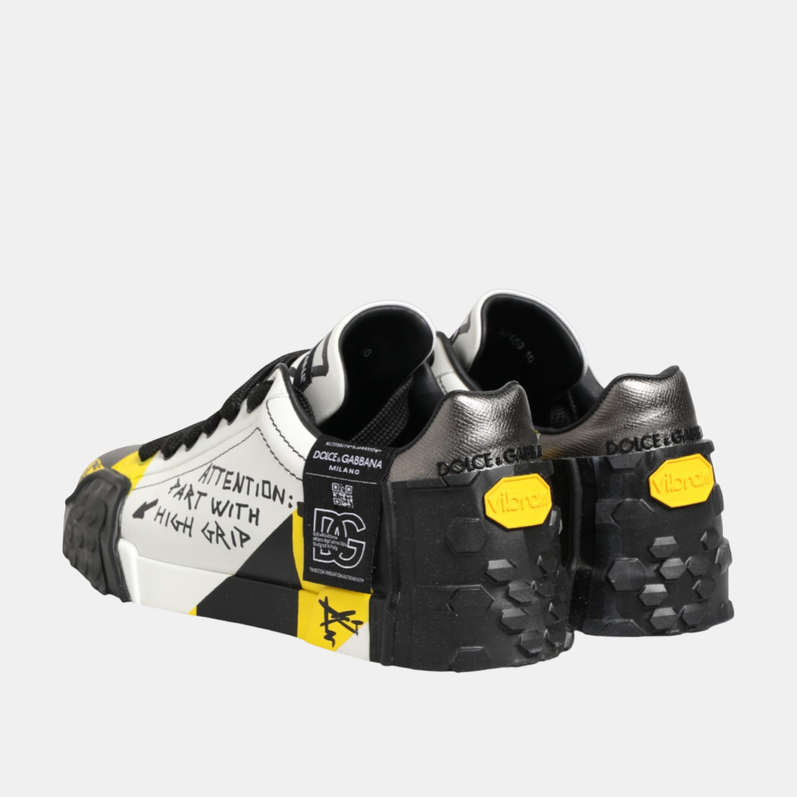 Dolce & Gabbana Portofino Graffiti Men Sneakers CS1761 AH450 8B441 Heel View