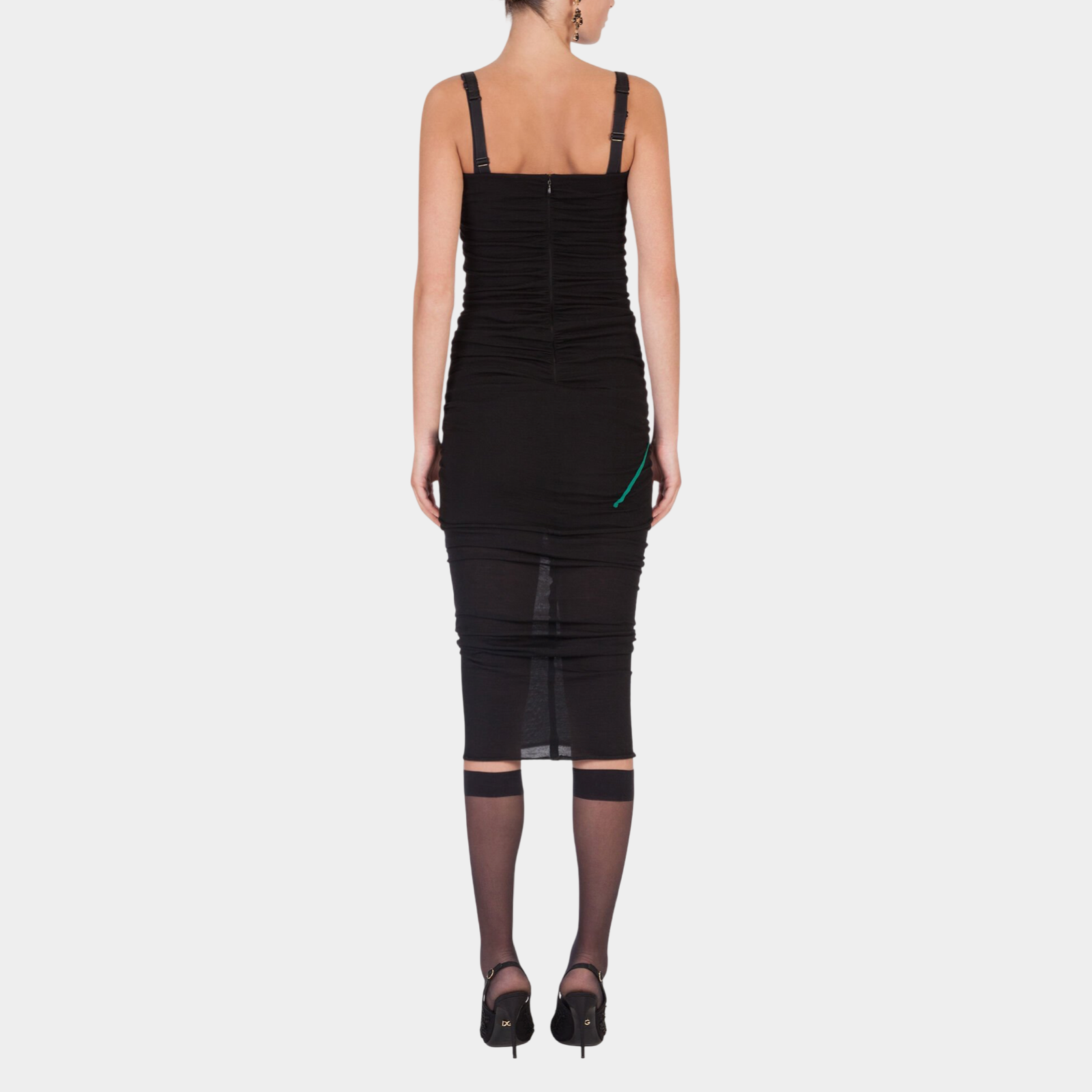 Dolce & Gabbana Wool Sheath Rose Applique Dress Back View