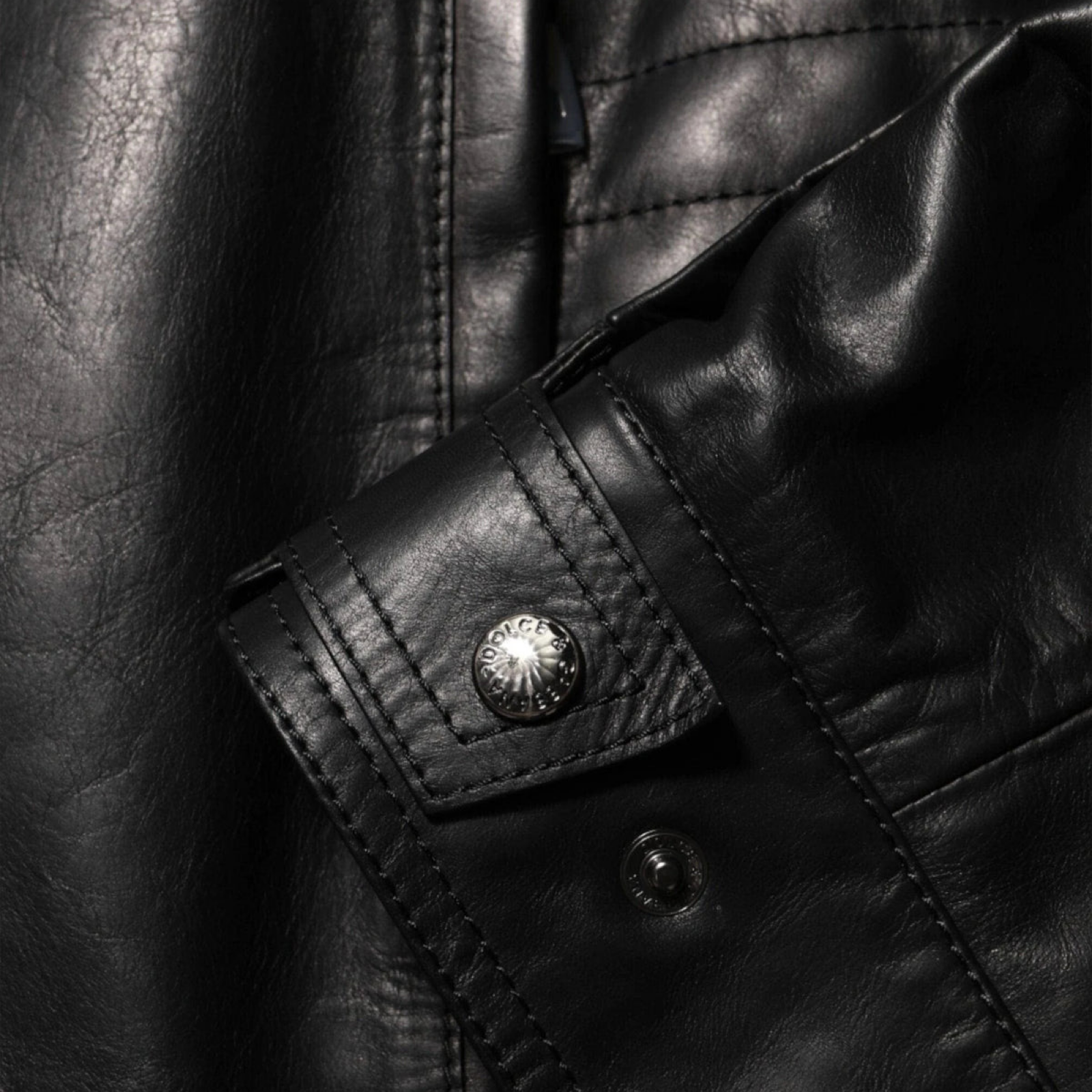 Dolce & Gabbana Leather Biker Men Jacket Close-Up