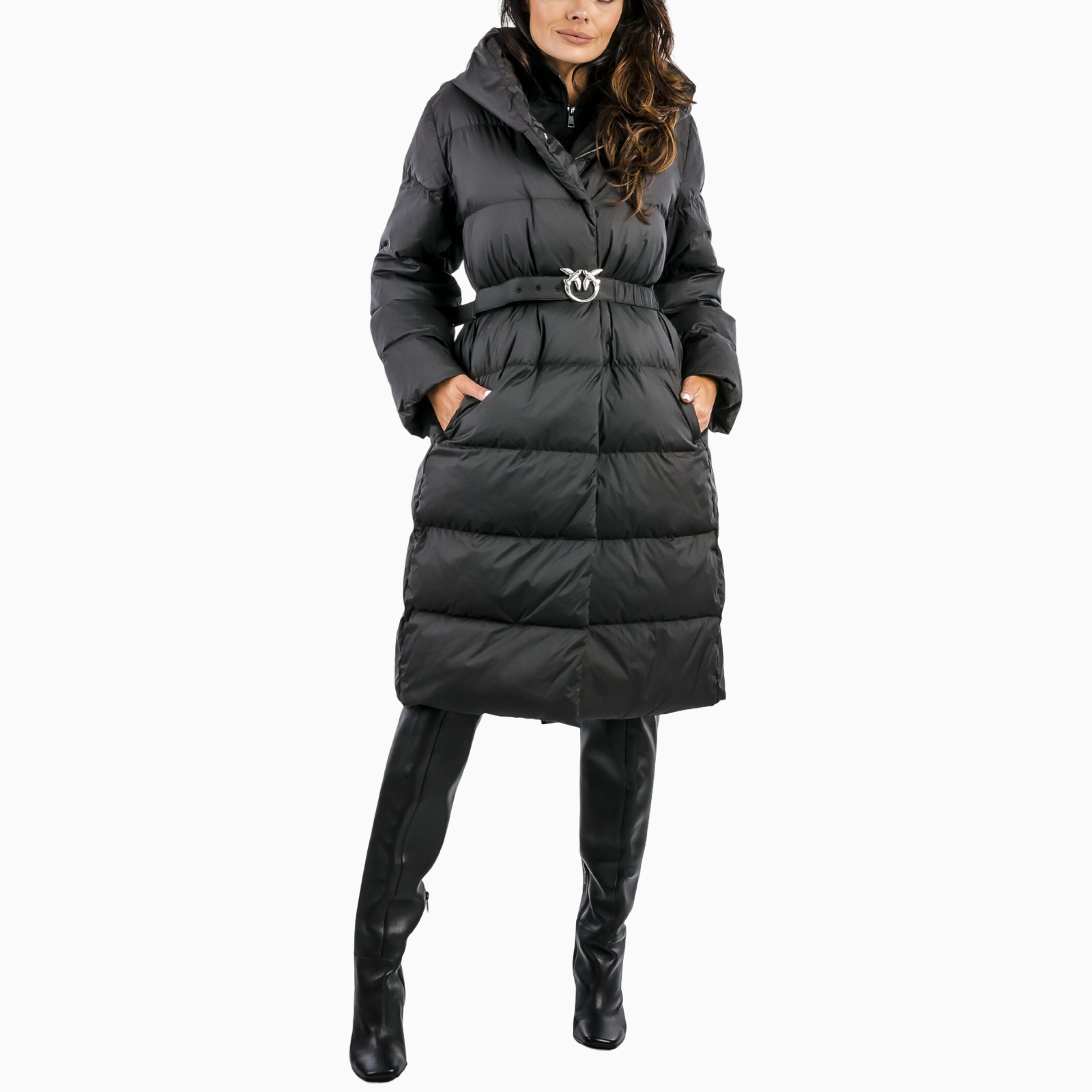 Дамско дълго яке Women's jacket Collirio Caban PINKO 103828 A11M Z99 Black Front View