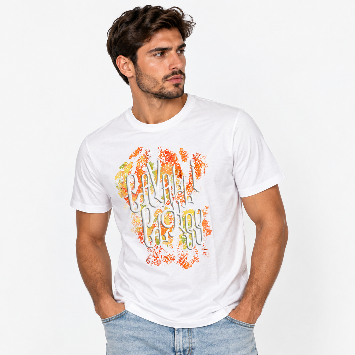 Мъжка тениска Cavalli Class Men T-shirt QXT61MJD060 0005 Front View