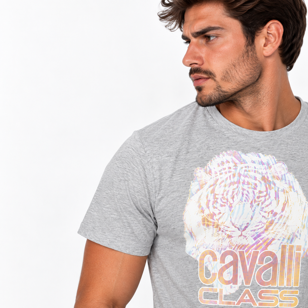 Мъжка тениска Cavalli Class Men T-shirt QXT61WJD060 0496 Close-Up