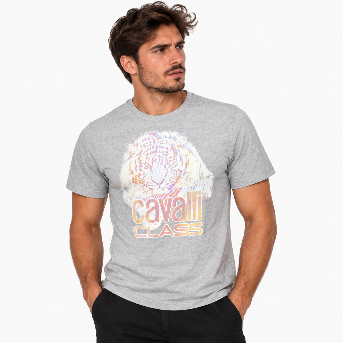 Мъжка тениска Cavalli Class Men T-shirt QXT61WJD060 0496 Front View