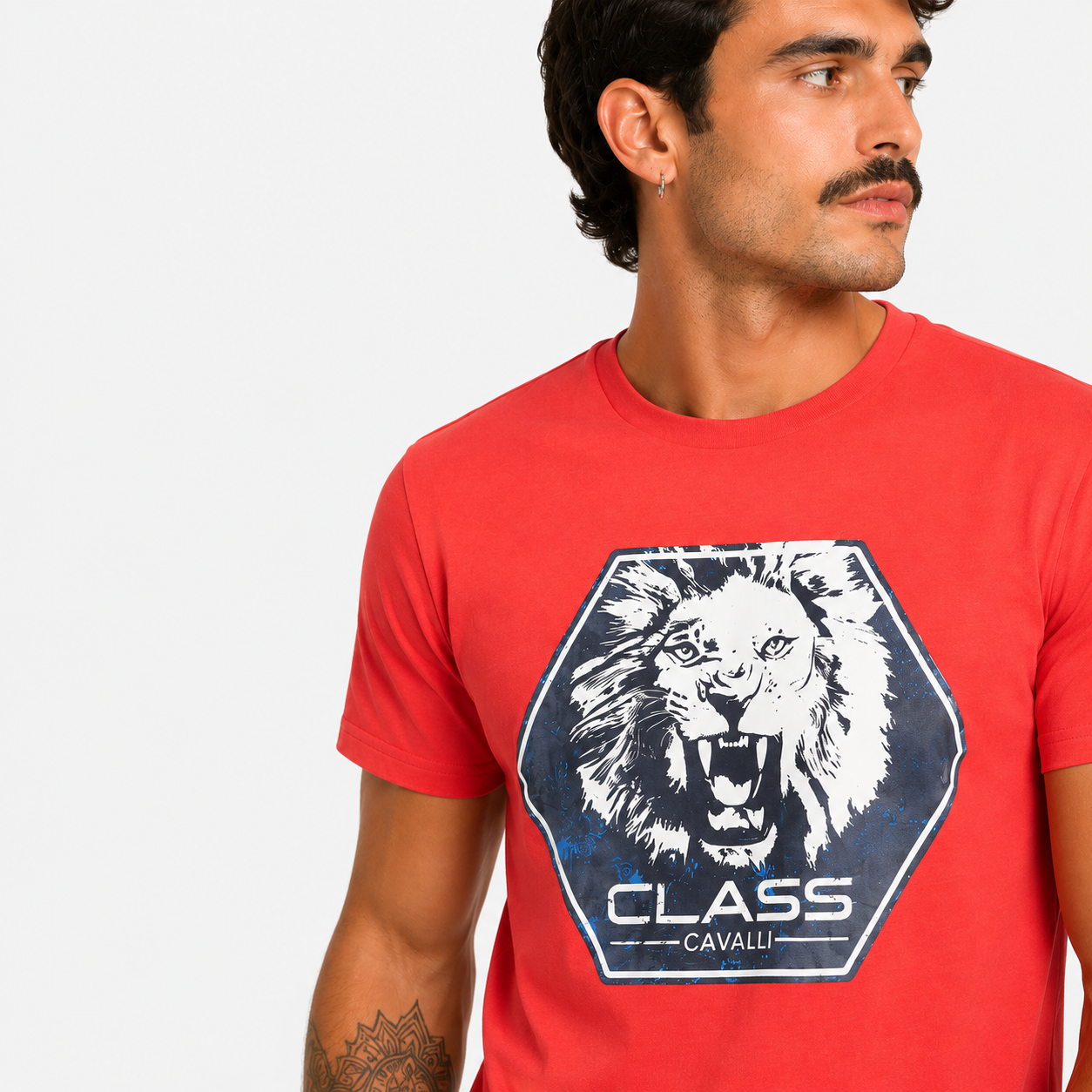 Мъжка червена тениска Cavalli Class Men T-shirt TXT60P JD060 02000 Close-Up