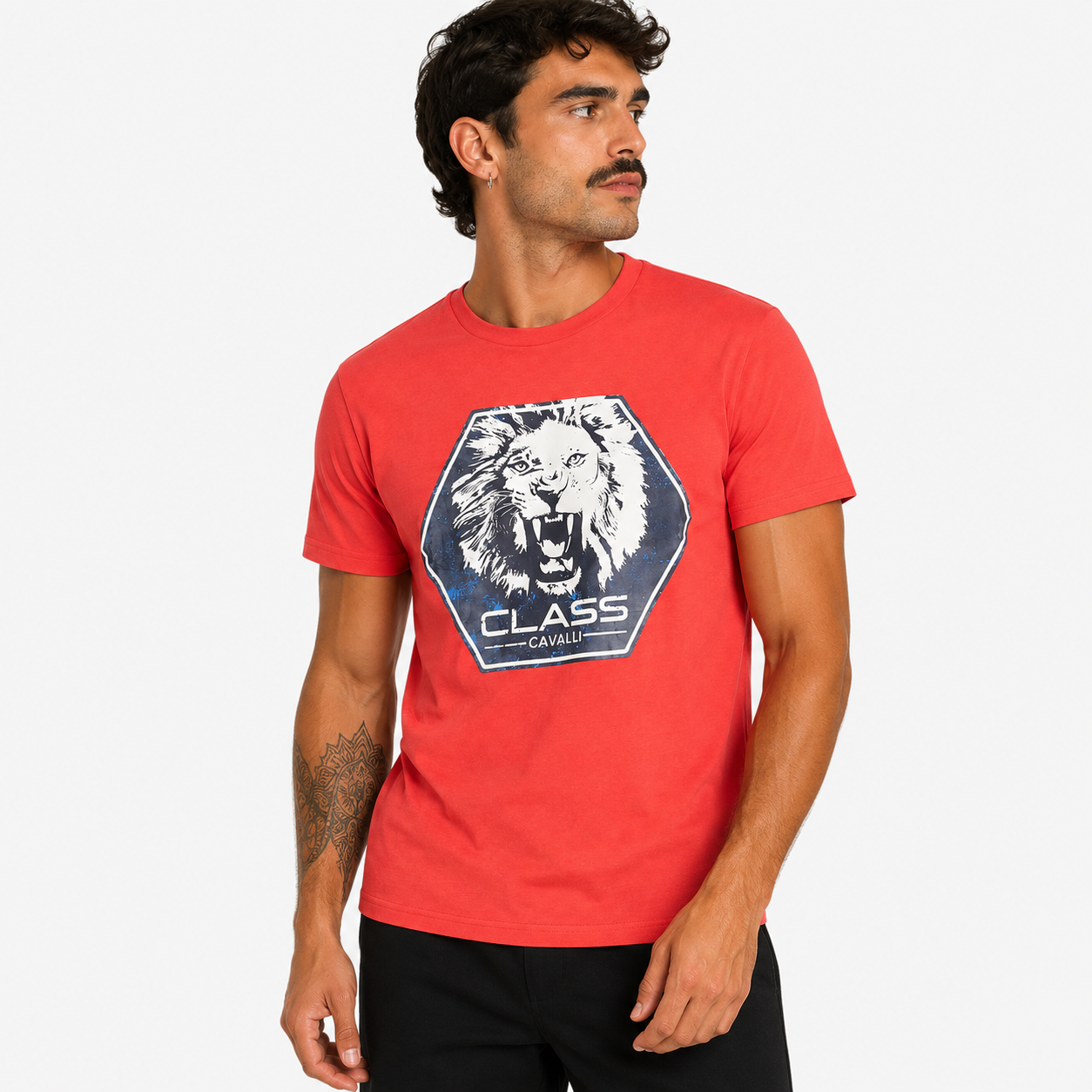 Мъжка червена тениска Cavalli Class Men T-shirt TXT60P JD060 02000 Front View