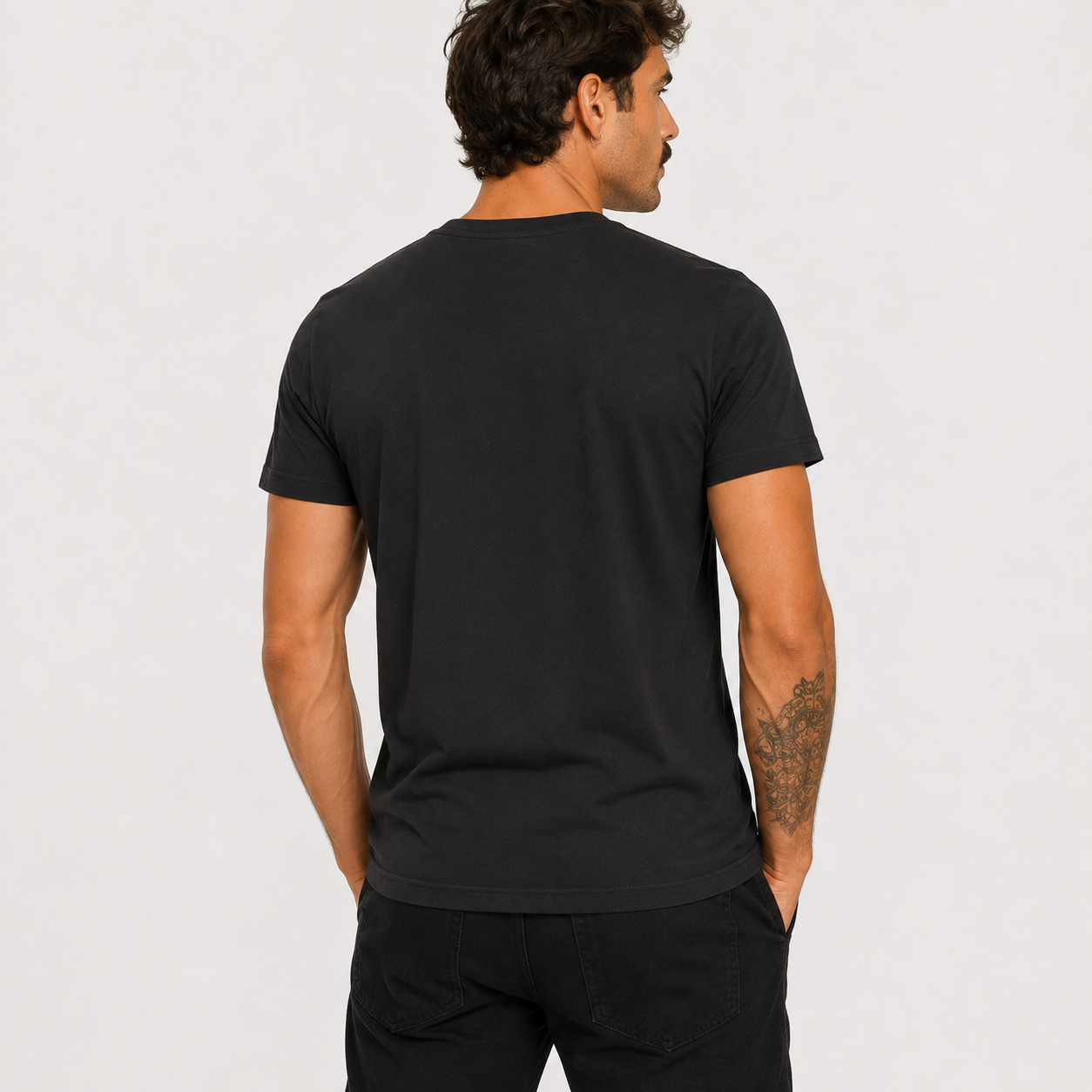 Мъжка черна тениска Cavalli Class Men T-shirt TXT60V JD060 05051 Back View