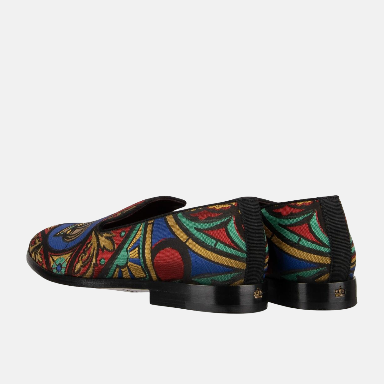 Dolce & Gabbana Crown Jacquard Men Loafers Lateral View