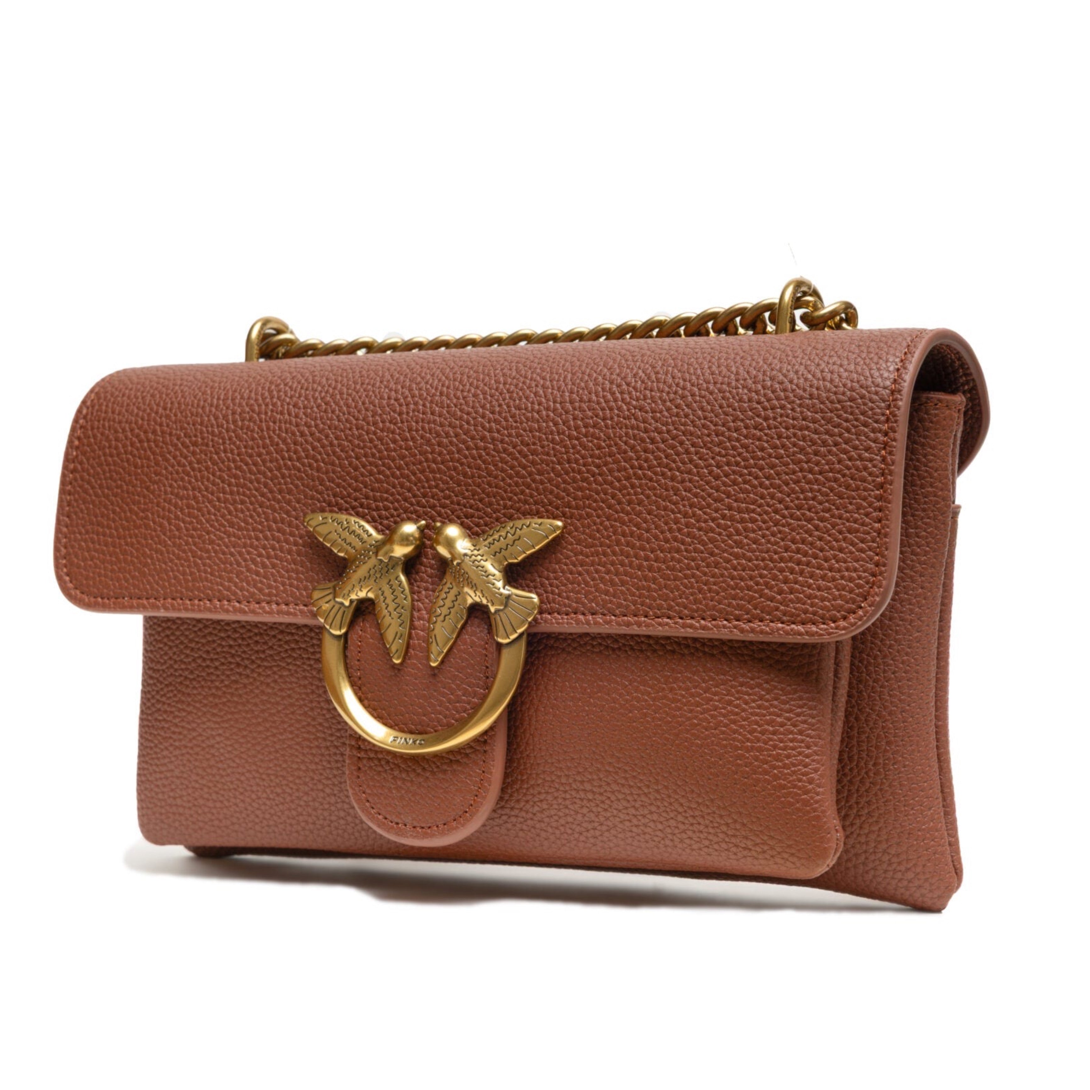 Дамска чанта Mini Love Soft crossbody bag PINKO Brown 104528 A29Q L48Q angled view