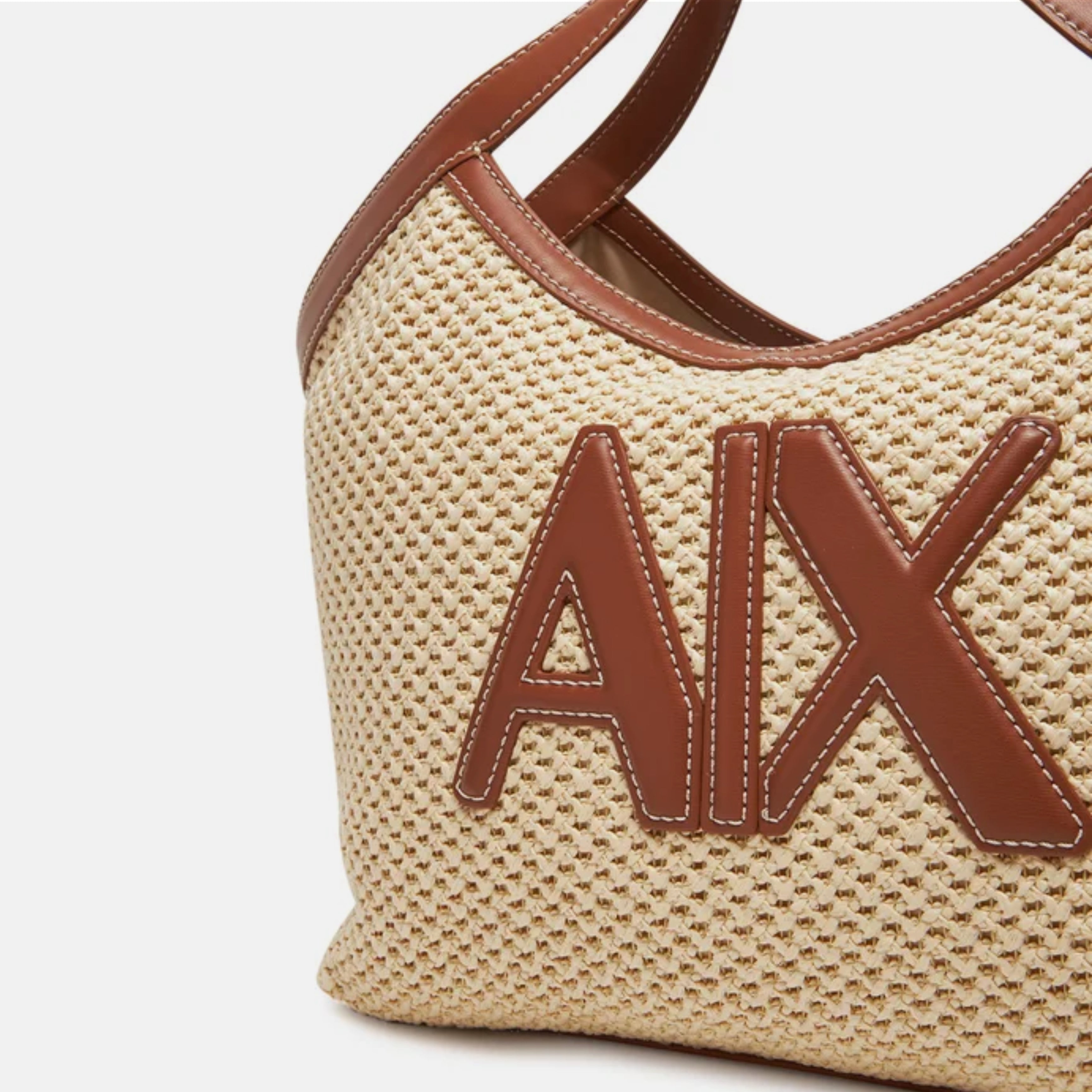 Дамска лятна плетена чанта Women’s woven fabric handbag Armani Exchange
XW000410 AF12591 M1047 Beige/Brown Detailed view