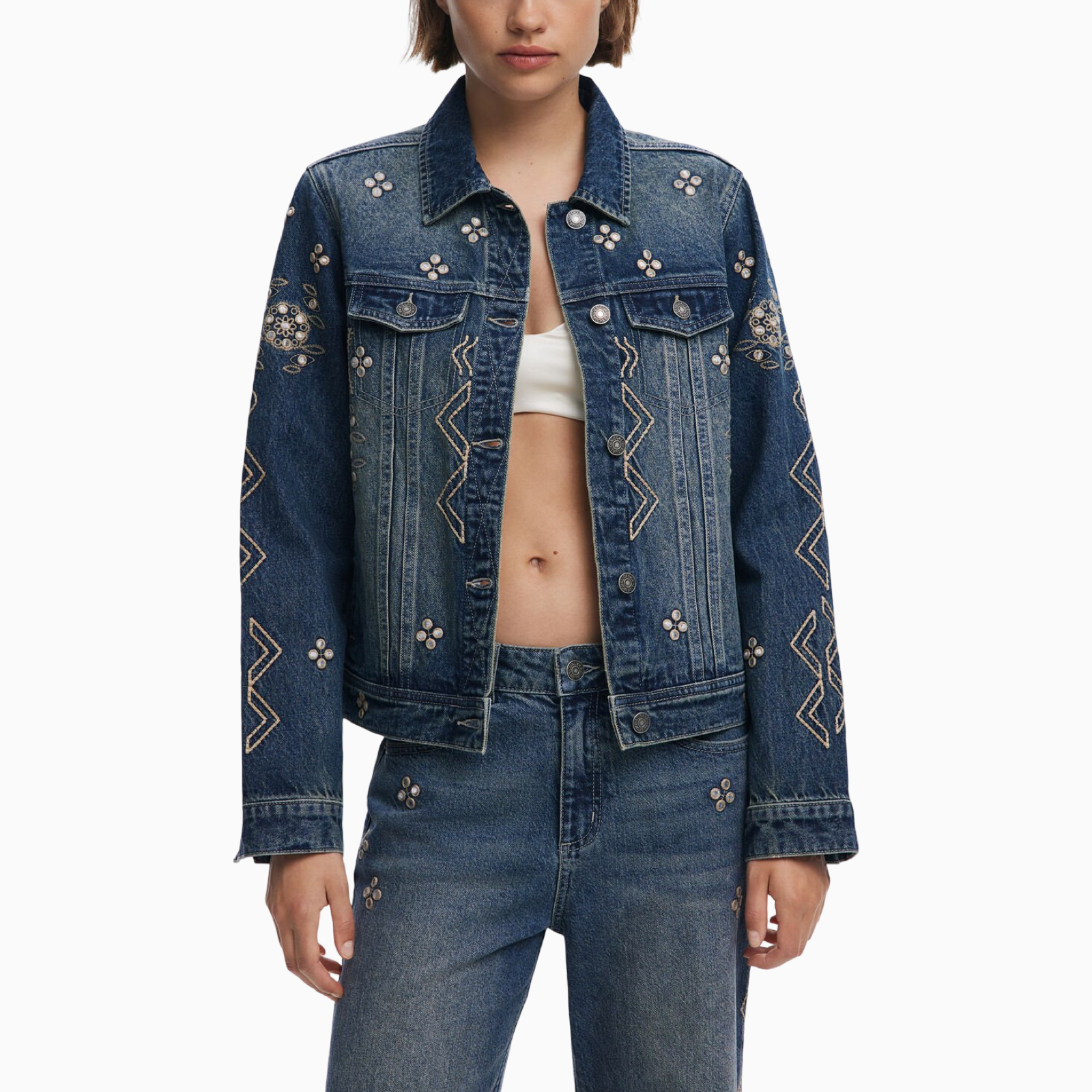 Дамско дънково яке Desigual Women Denim Jacket 25WWED11 Front View