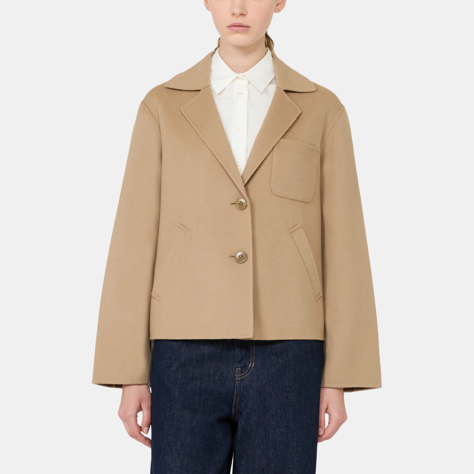 Max Mara Double Cropped Jacket WE5046026106063 CAMEL Front View