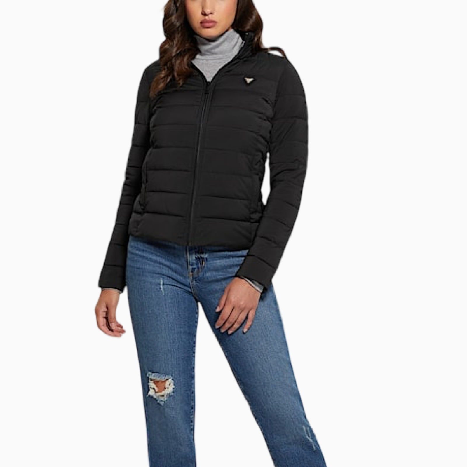 Дамско черно яке Guess Women Jacket V4YL04 WF3X0 Front View