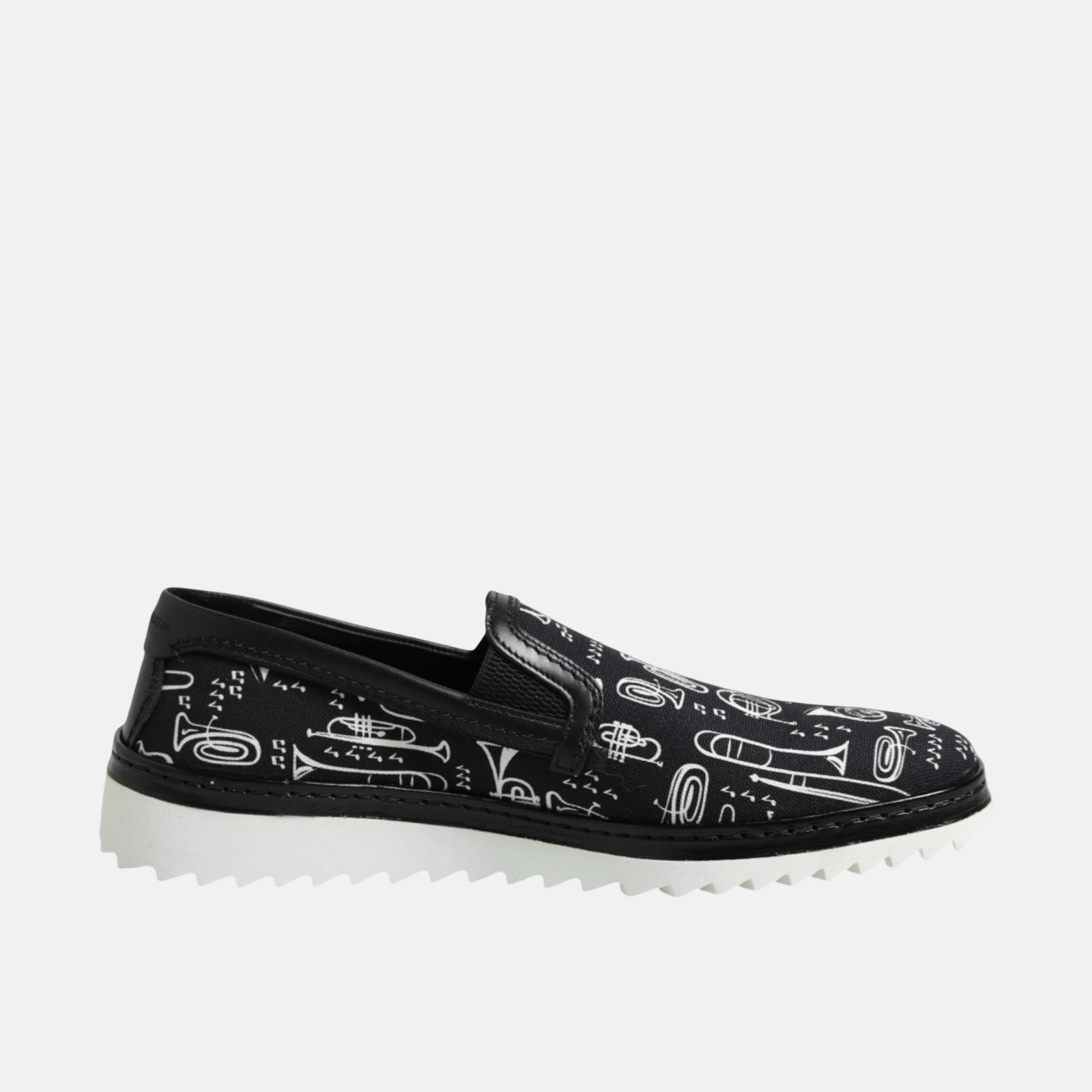 Мъжки мокасини Dolce & Gabbana Black Printed Men Loafers Medial View