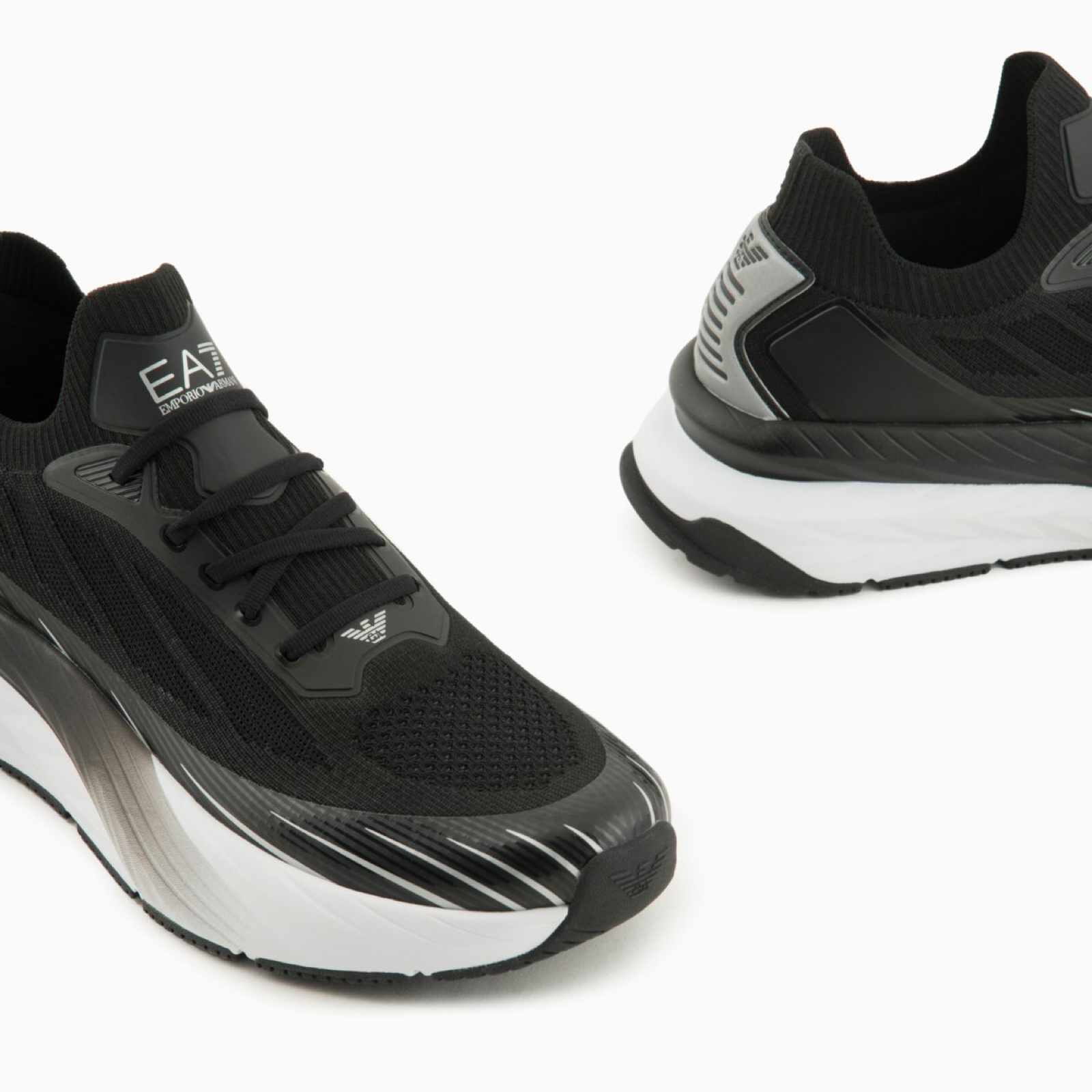 Мъжки маратонки Men’s EA7 Emporio Armani Crusher Distance Sonic Knit Sneakers X8X176 XK377 N763 Black Close-Up