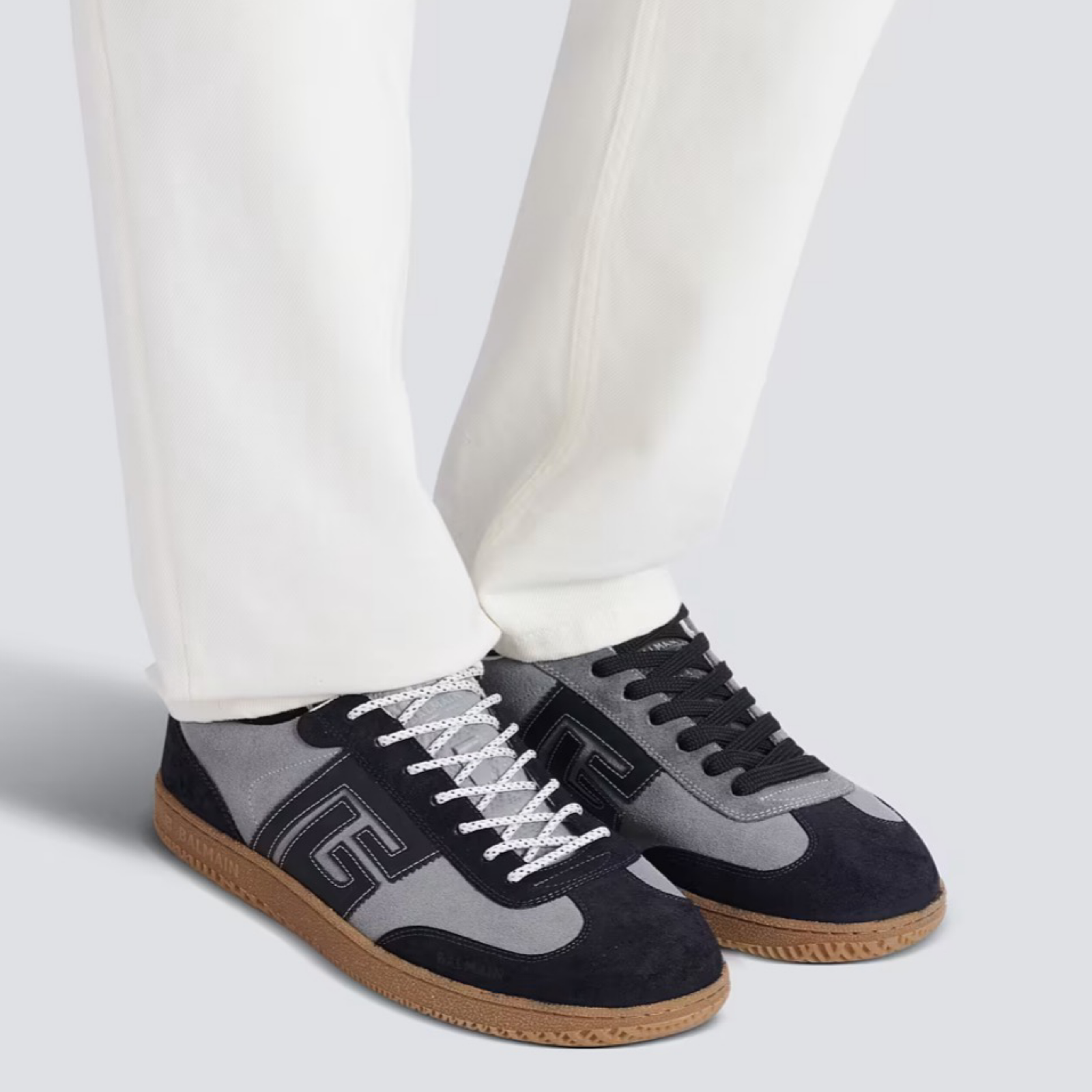 Balmain Suede Swan Sneakers GM1VI360LGVO Model View
