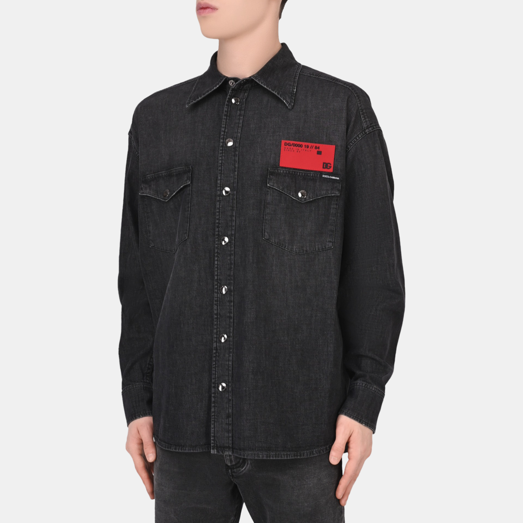 Мъжка черна дънкова риза Dolce & Gabbana Men Denim Shirt