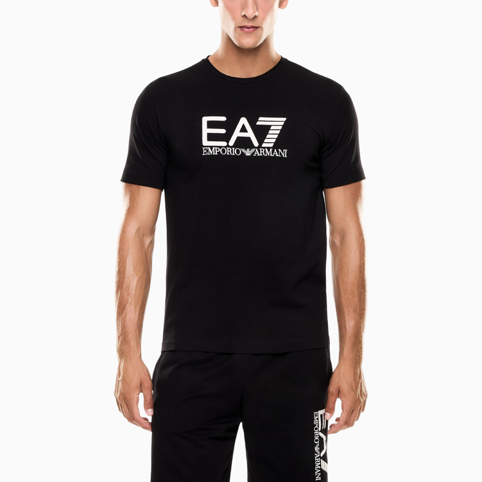 Мъжка черна тениска EA7 Emporio Armani Men T-shirt 7M000899 AF10373 Front View