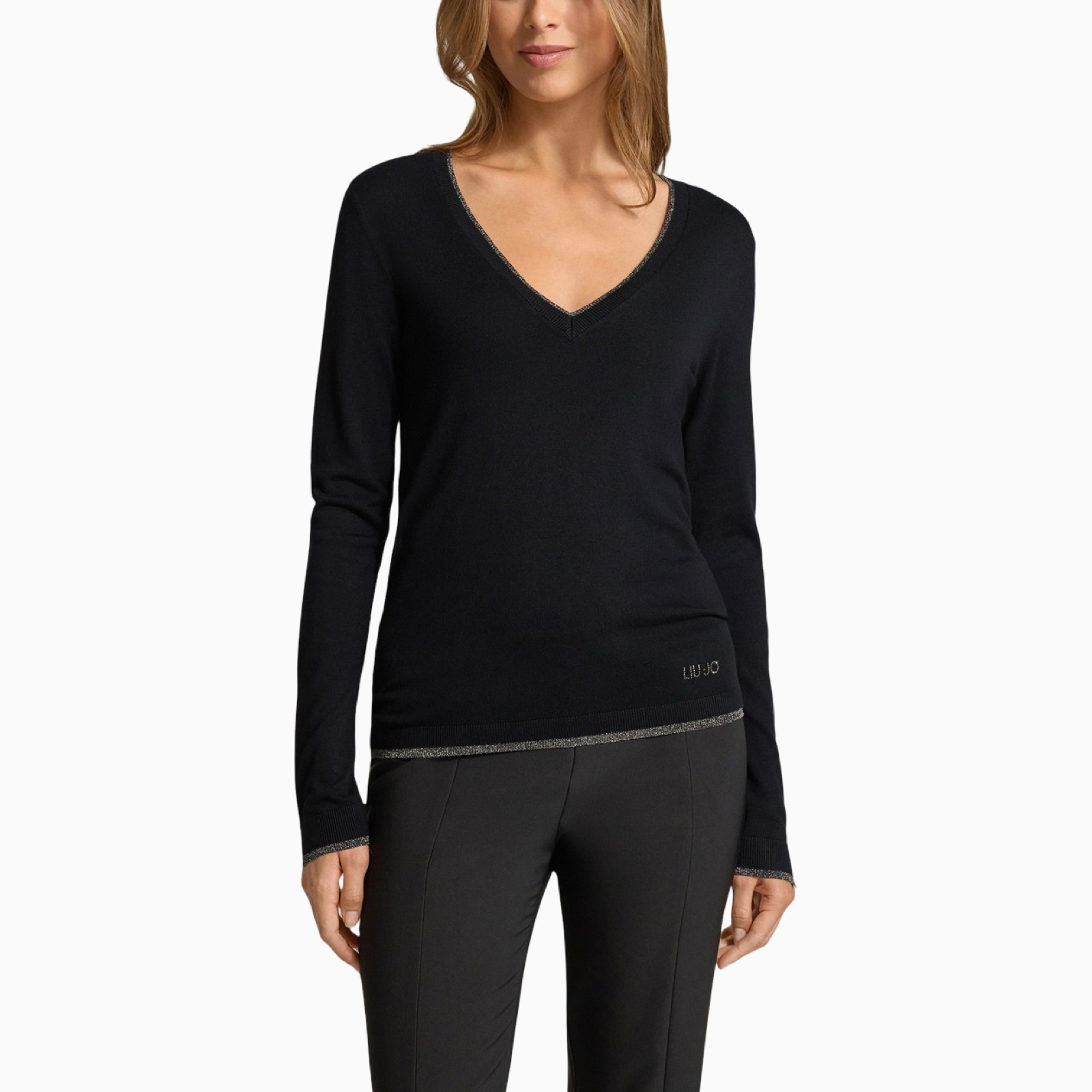 Дамски черен пуловер Liu Jo Women Sweater WXX053MS49I Front View