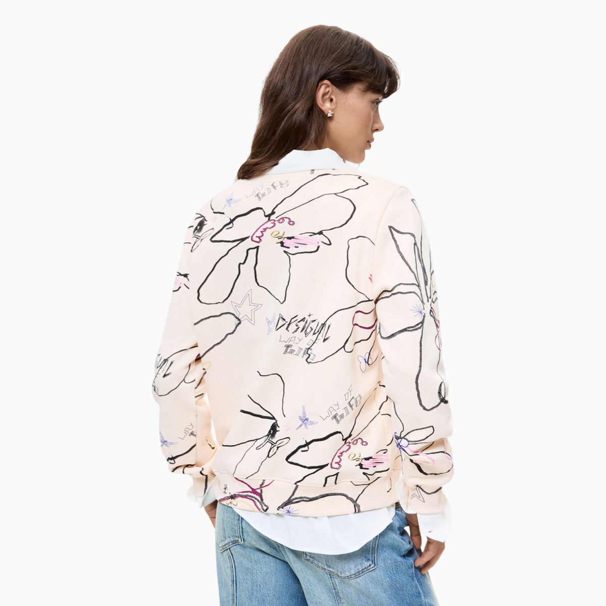 Дамски суичър Desigual Women Sweatshirt 26WWSK06 1000 Back View