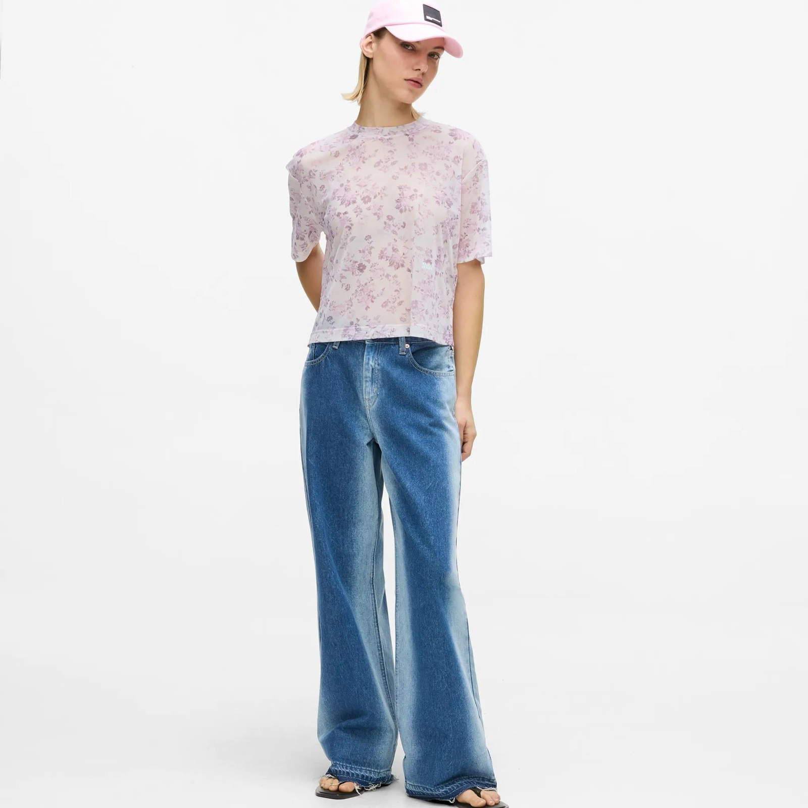 Дамска тениска Karl Lagerfeld Floral Mesh Women T-shirt B2W17089 2MZ Front View