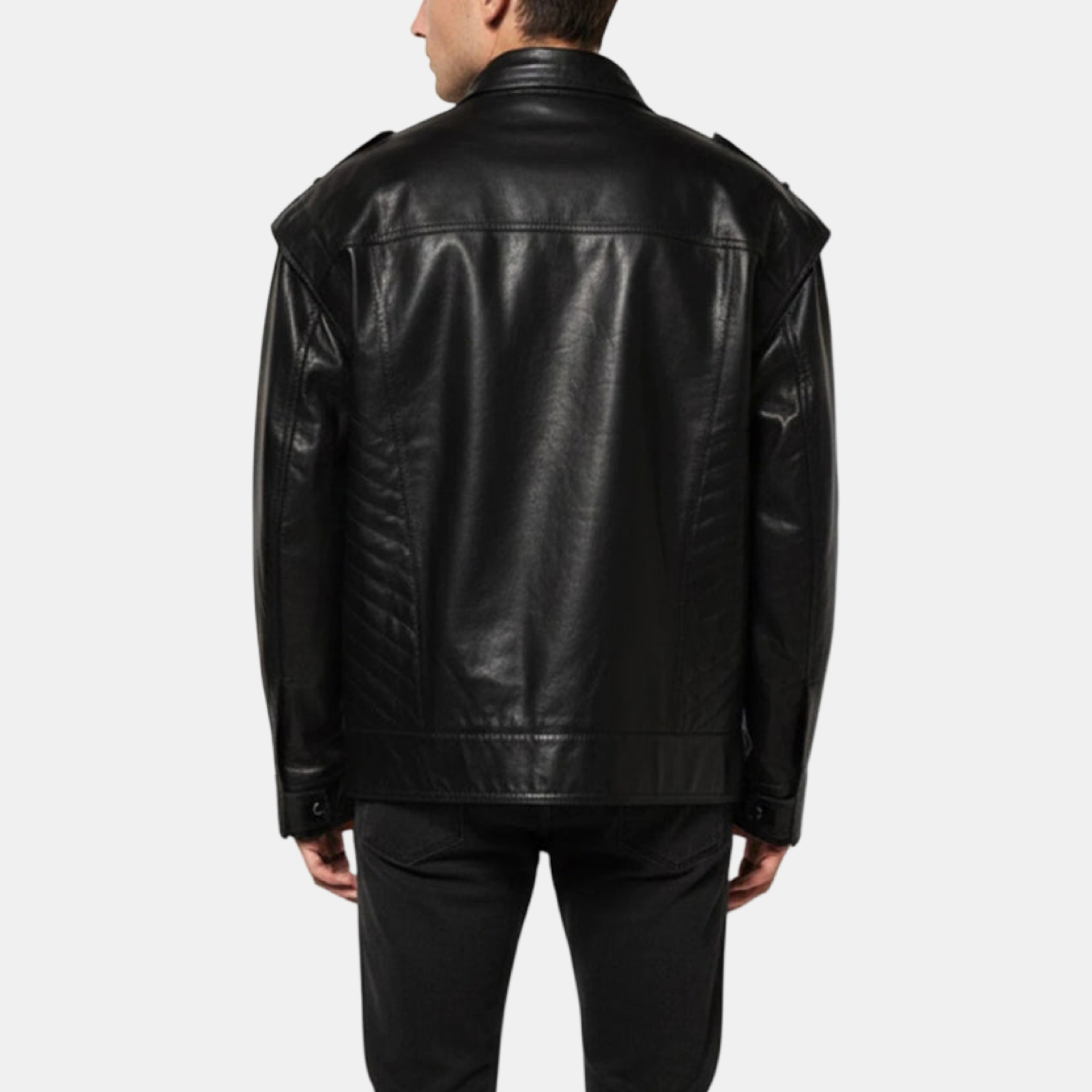 Dolce & Gabbana Leather Biker Men Jacket Back View