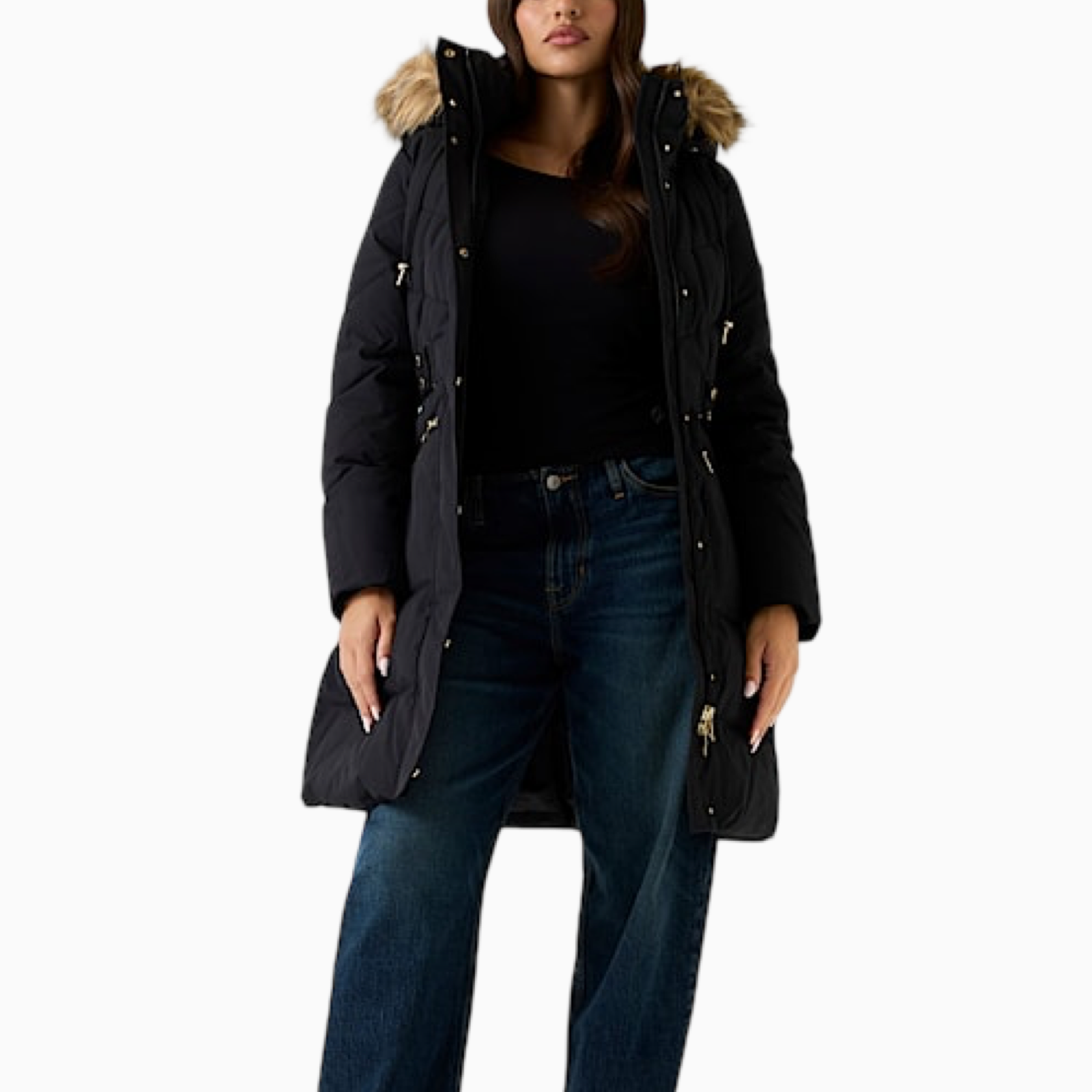 Дамско черно парка яке Guess Women Parka Jacket W5BL45 WGJR2 Front View