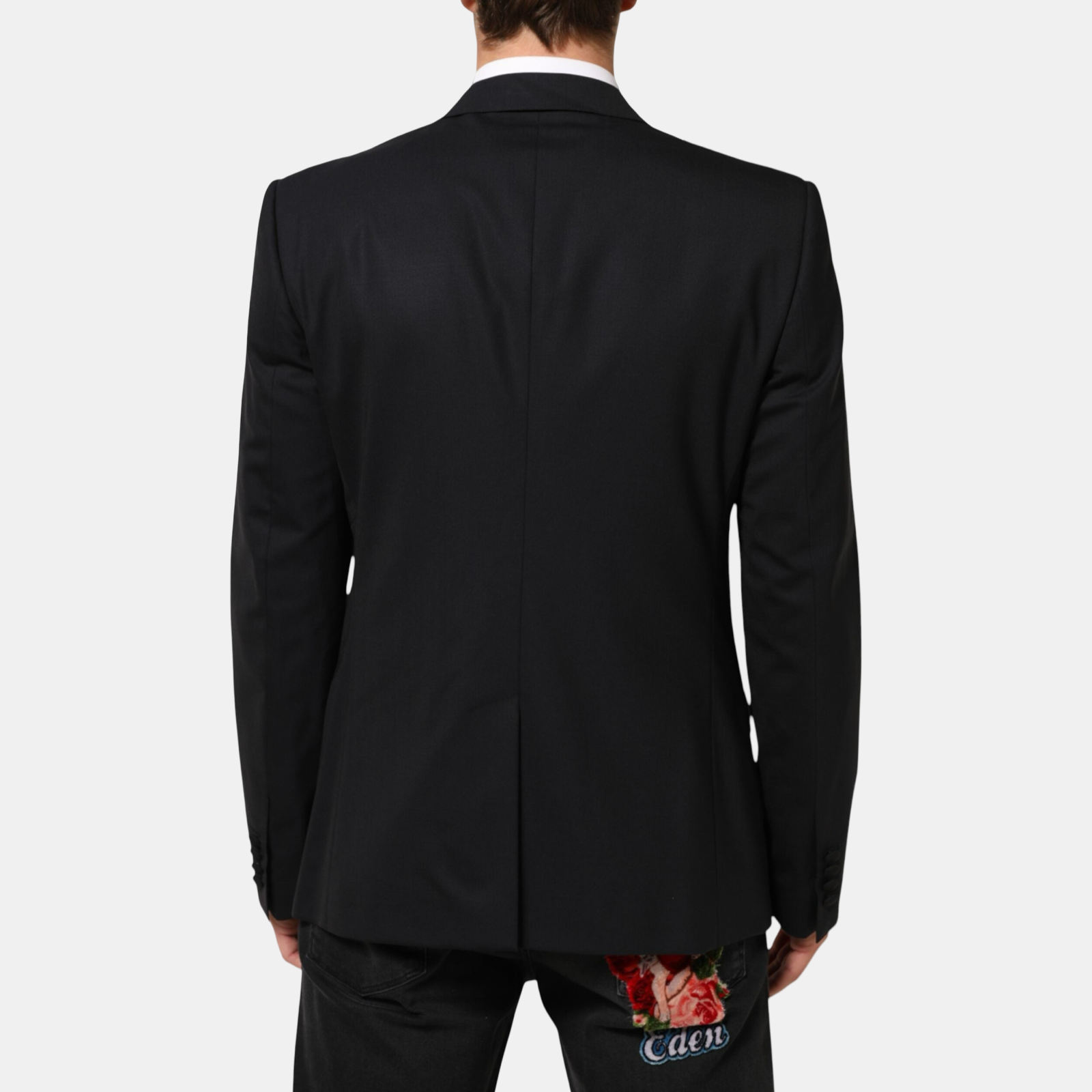 Dolce & Gabbana Martini Bee Brooch 2 Button Men Blazer Back View
