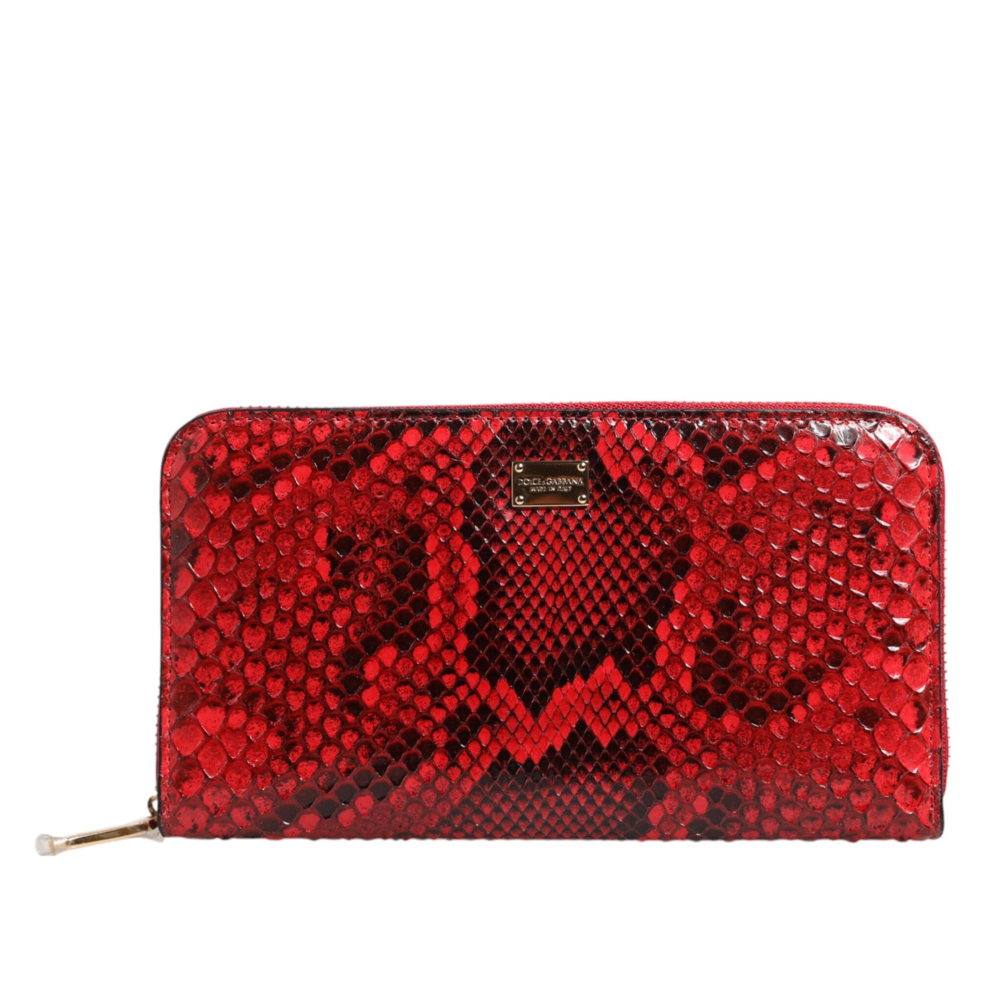 Dolce & Gabbana Red Exotic Leather Clutch Wallet