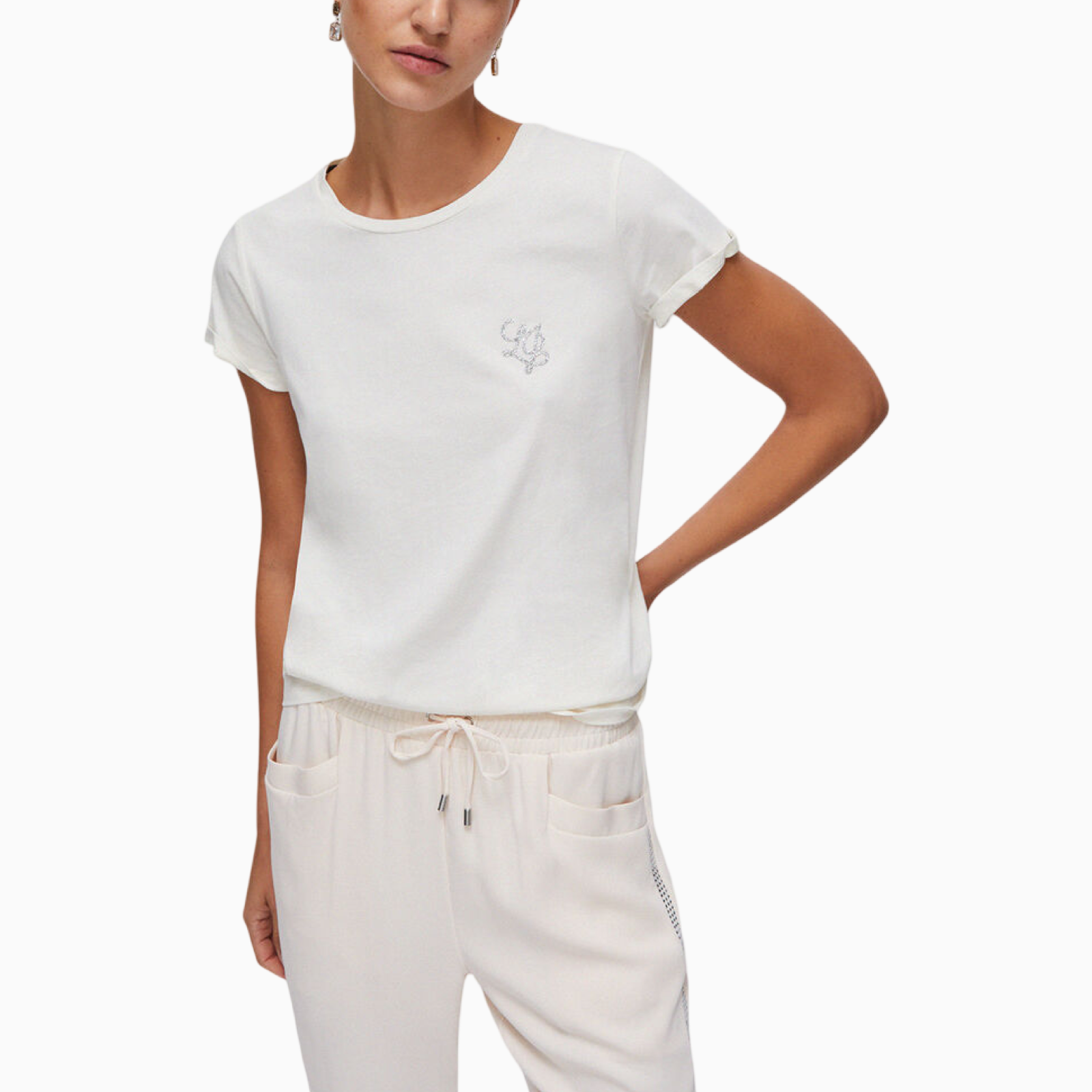 Дамска бяла тениска Liu Jo Women T-shirt TA6056 JS923 P9192 Front View