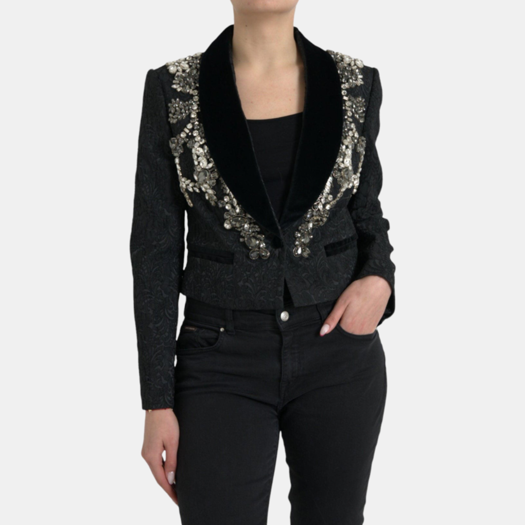 Dolce & Gabbana Jacquard Crystal Floral Women Blazer