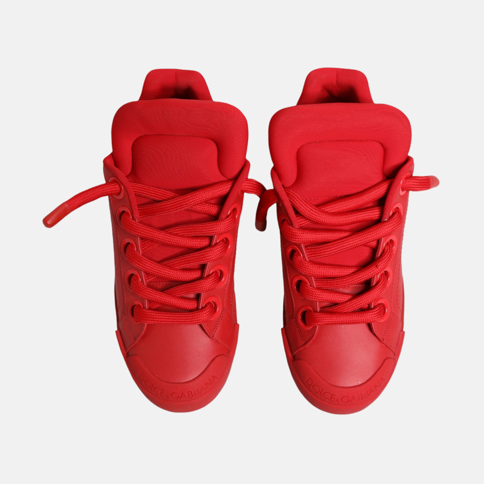 Dolce & Gabbana Red Portofino Men Sneakers Top View