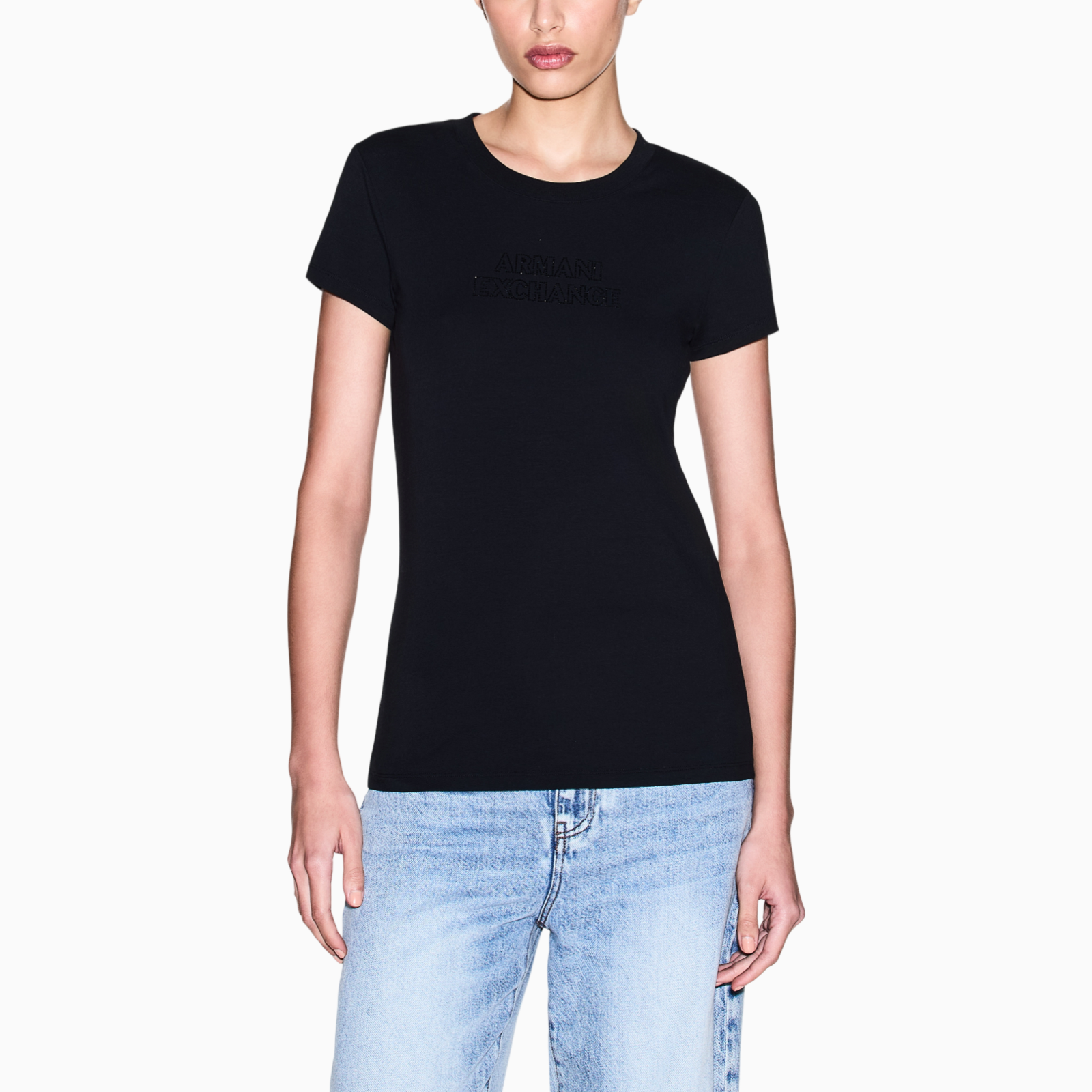 Дамска черна тениска Armani Exchange Women T-shirt XW002293 AF17173 UC001 Front View