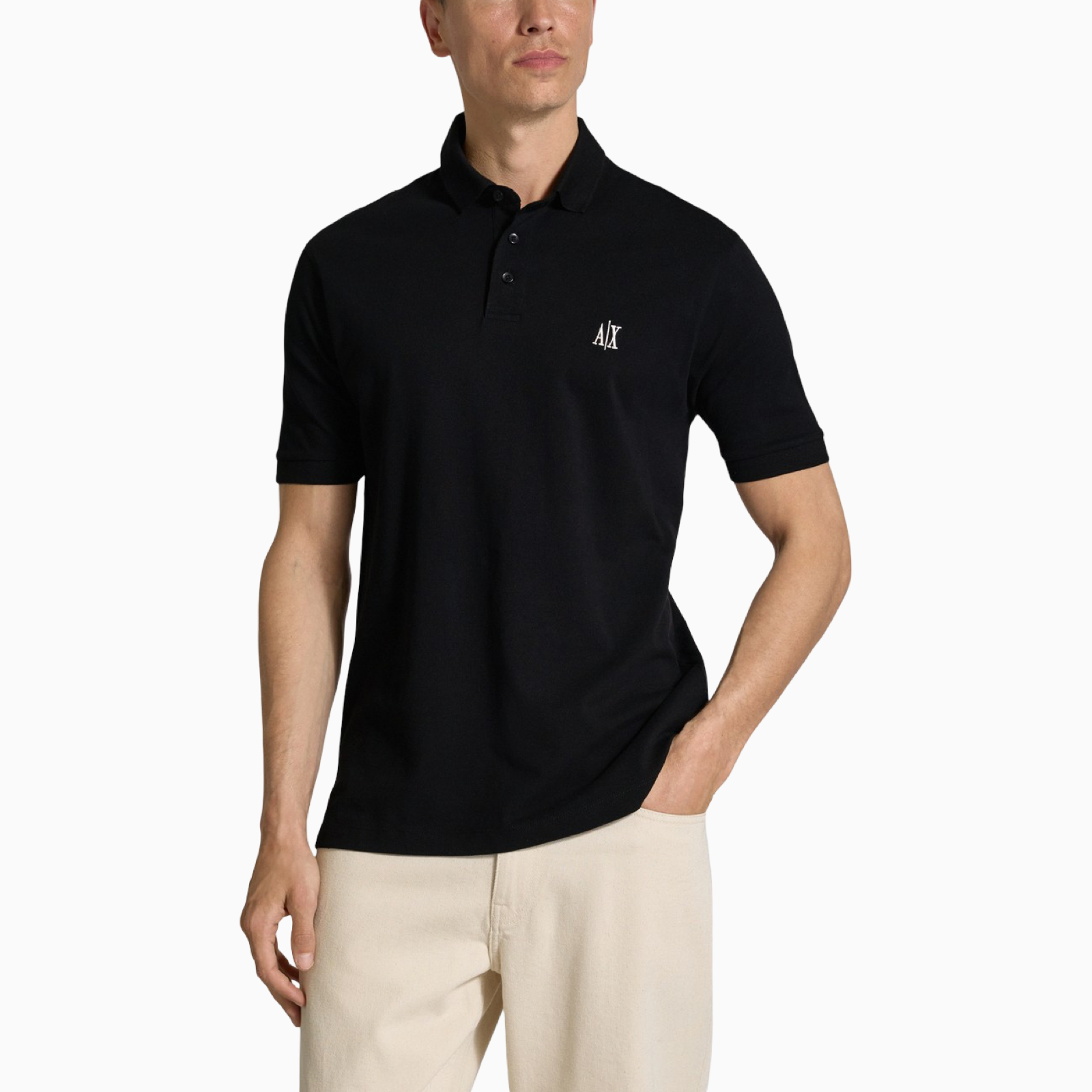 Мъжка черна поло тениска Armani Exchange Men Polo XM000367 AF13022 UC001 Front View