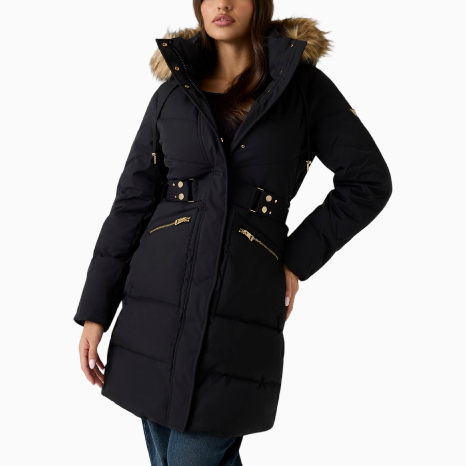 Дамско черно парка яке Guess Women Parka Jacket W5BL45 WGJR2 Front View