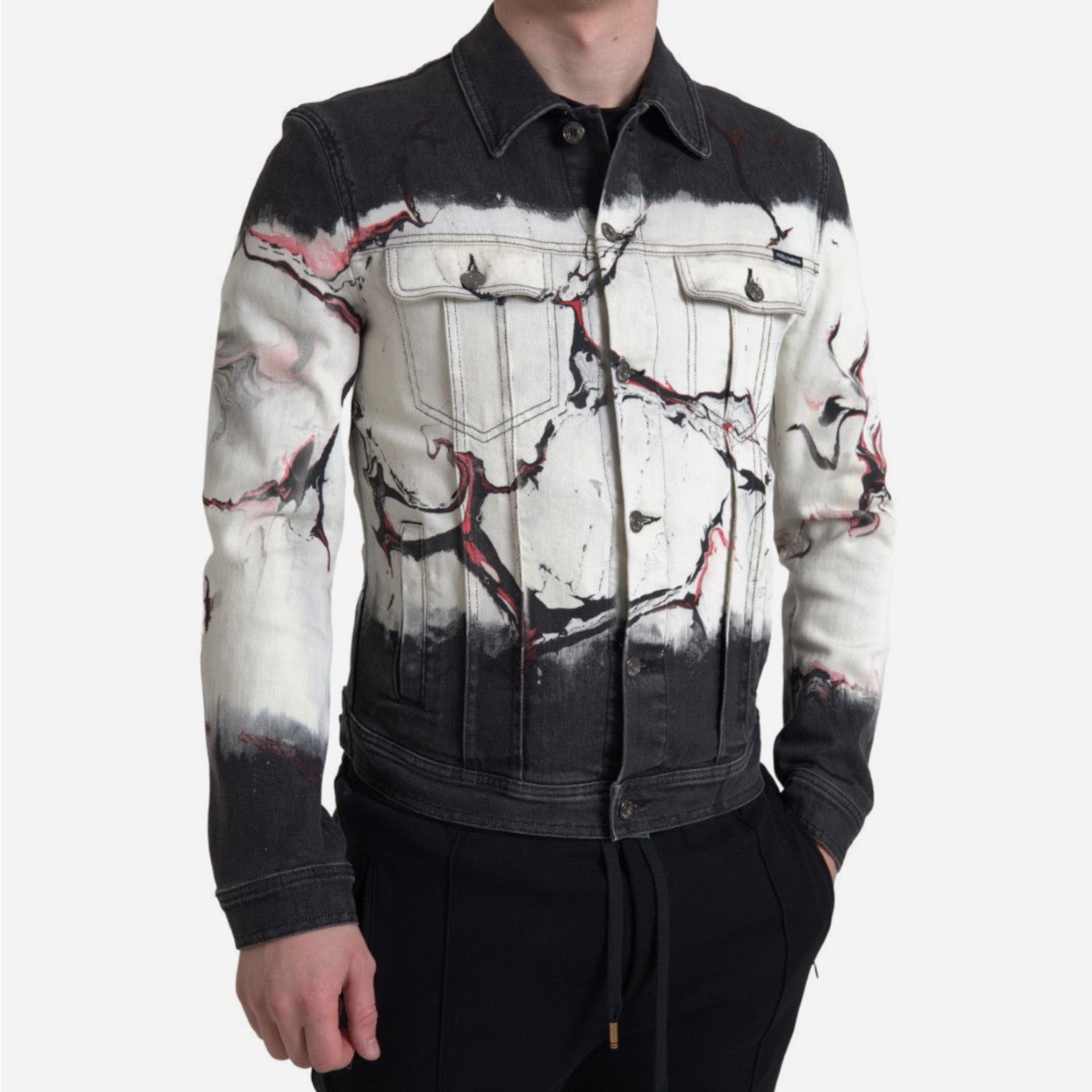 Мъжко луксозно дънково яке DOLCE & GABBANA Men’s Luxury Cotton Stretch Black Denim Jacket