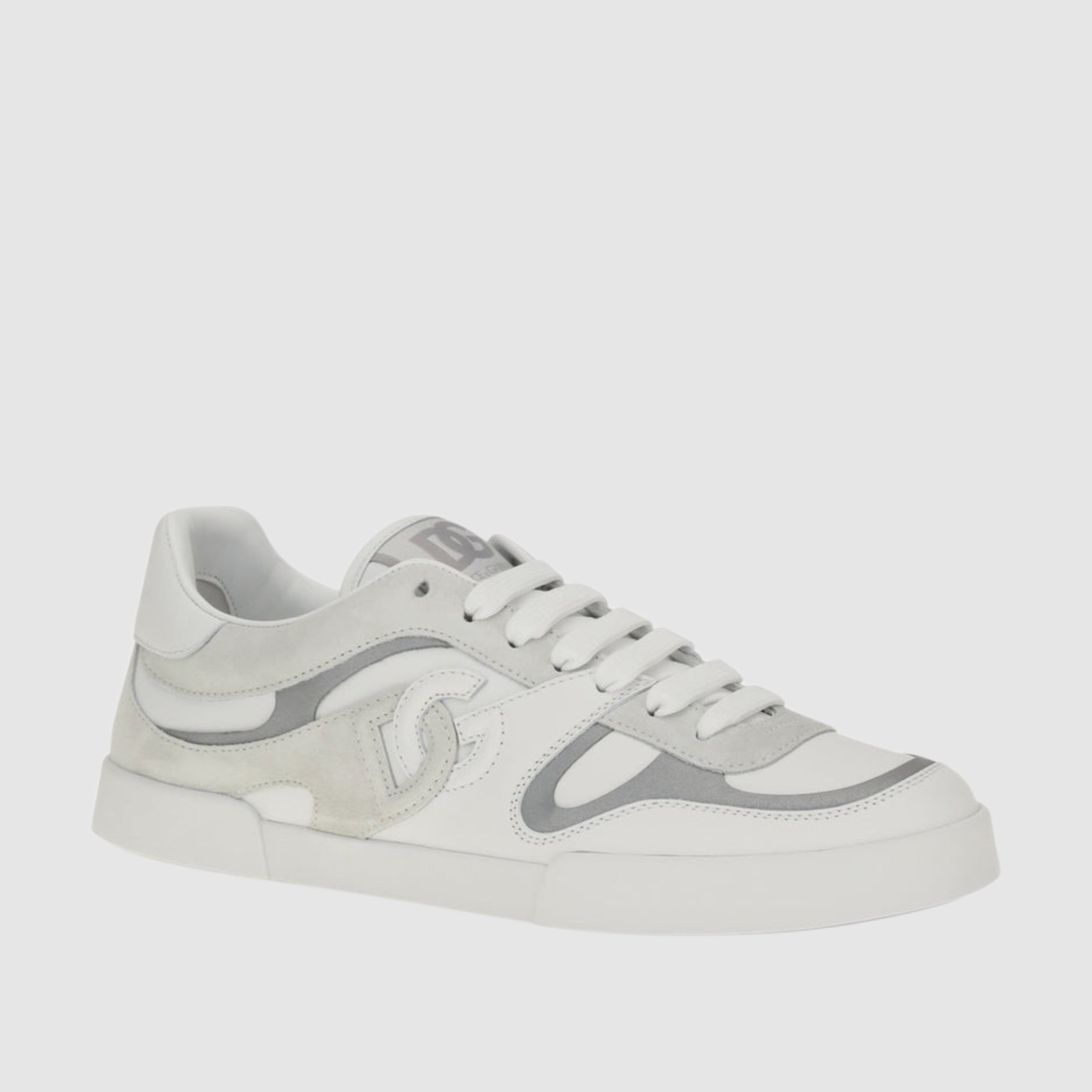 Dolce & Gabbana White Calf Leather Bos Taurus Low Top Sneakers Medial view